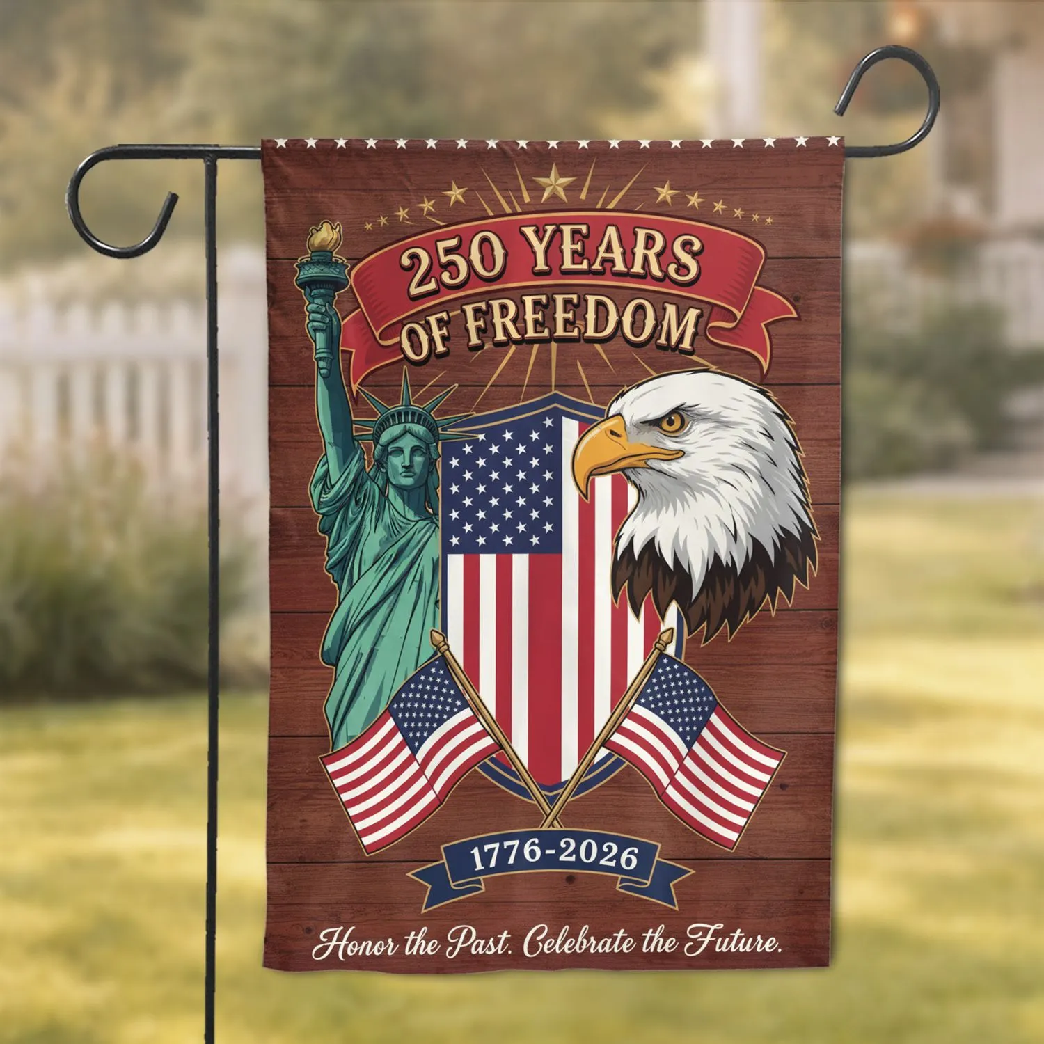 American Flag Shield Liberty Eagle 1776-2026 - USA 250th Anniversary Independence Day Garden Flag - 1