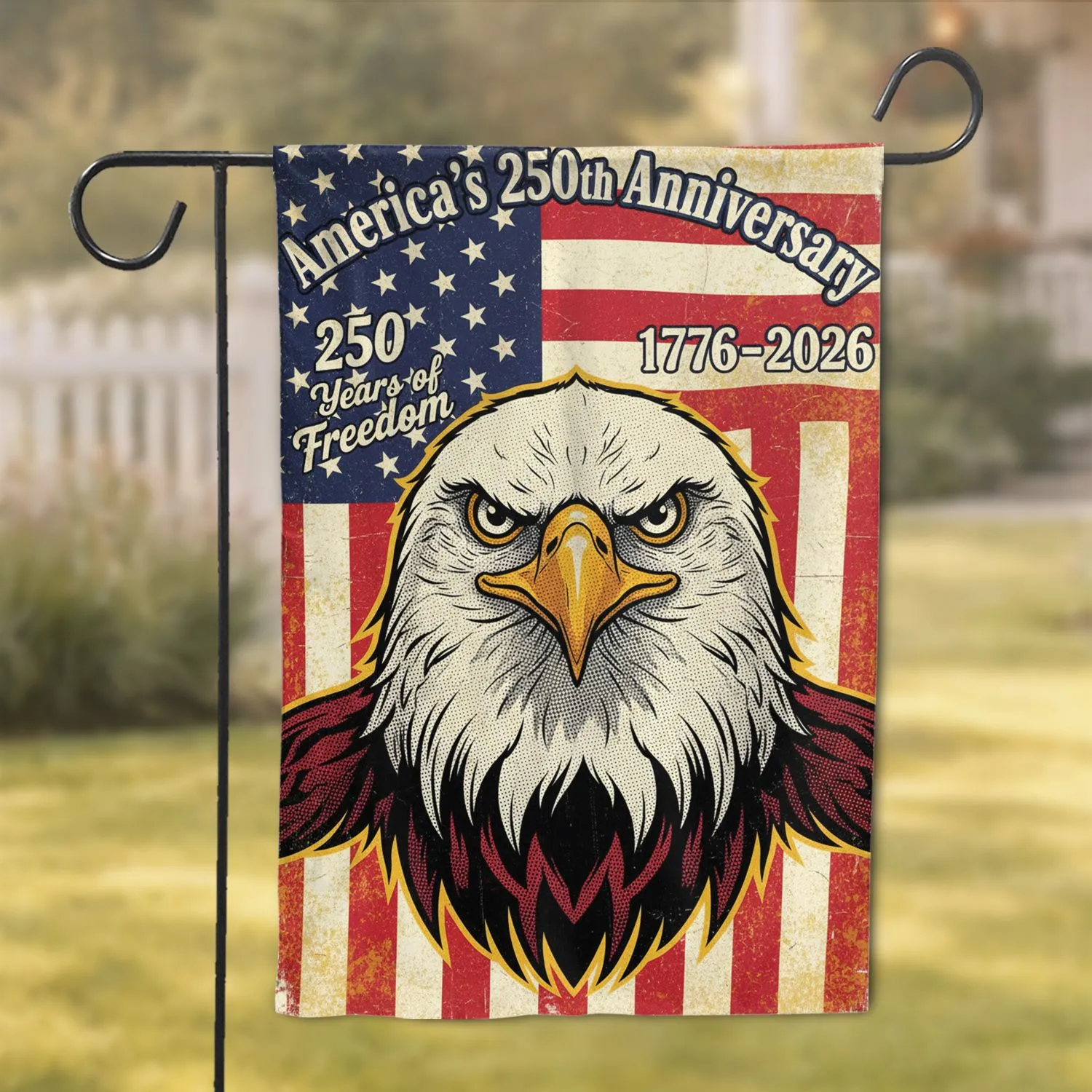 Bald Eagle American Flag 1776-2026 - USA 250 Years Freedom Independence Day Gift for Dad Garden Flag - 1