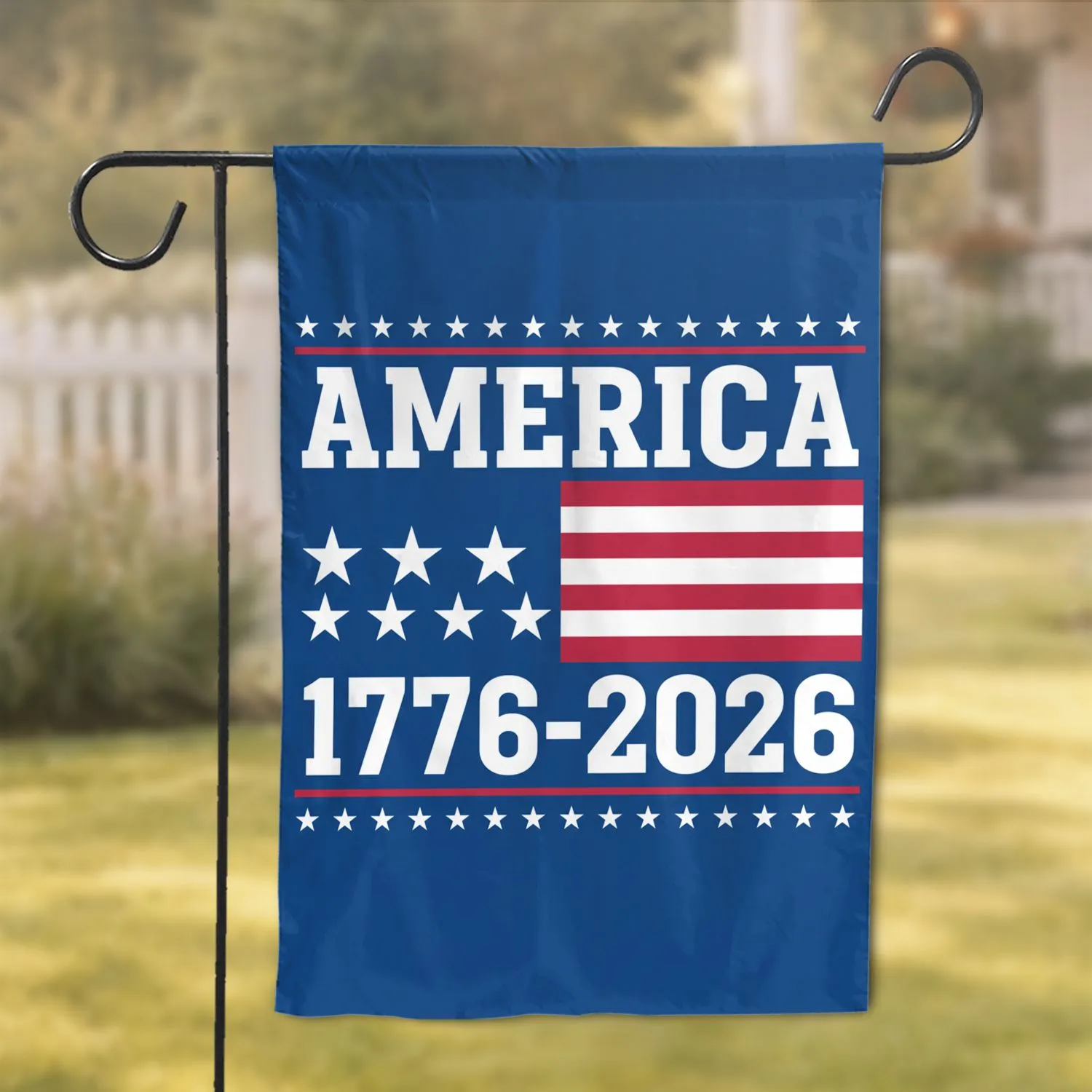 AMERICA 1776-2026 Text Stars Stripes - USA 250th Anniversary Celebration Garden Flag - 1