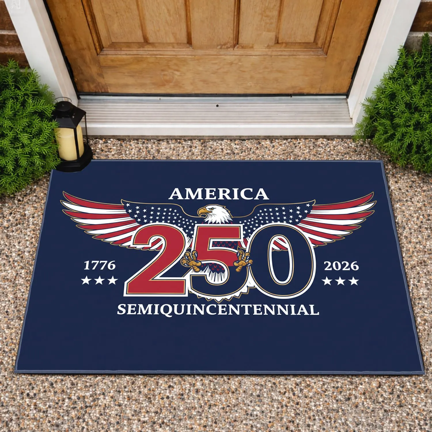 Bald Eagle American Flag 1776-2026 - USA 250th Anniversary Semiquincentennial Heritage Doormat - 1