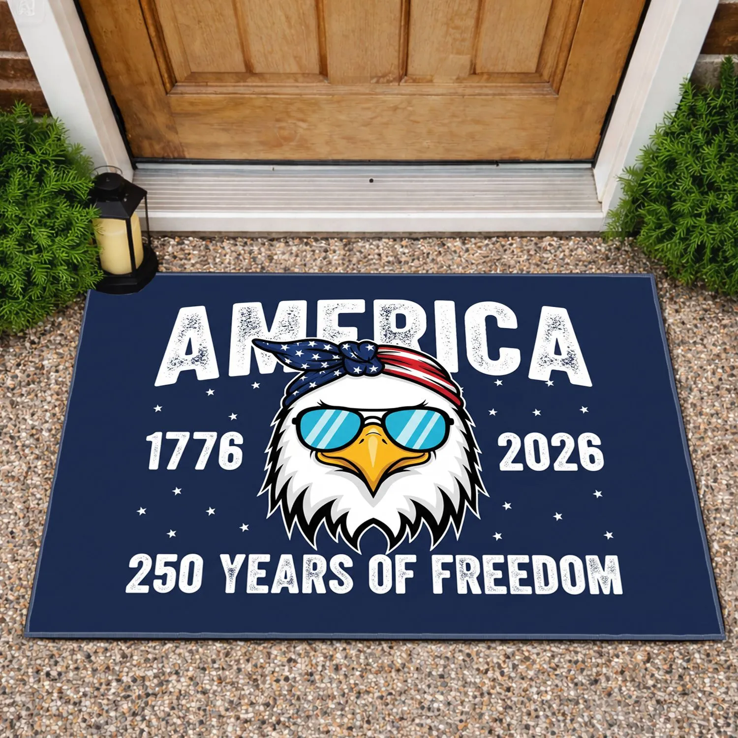 Bald Eagle America 1776-2026 - USA 250 Years of Freedom Patriotic Gift for Dad Doormat - 1