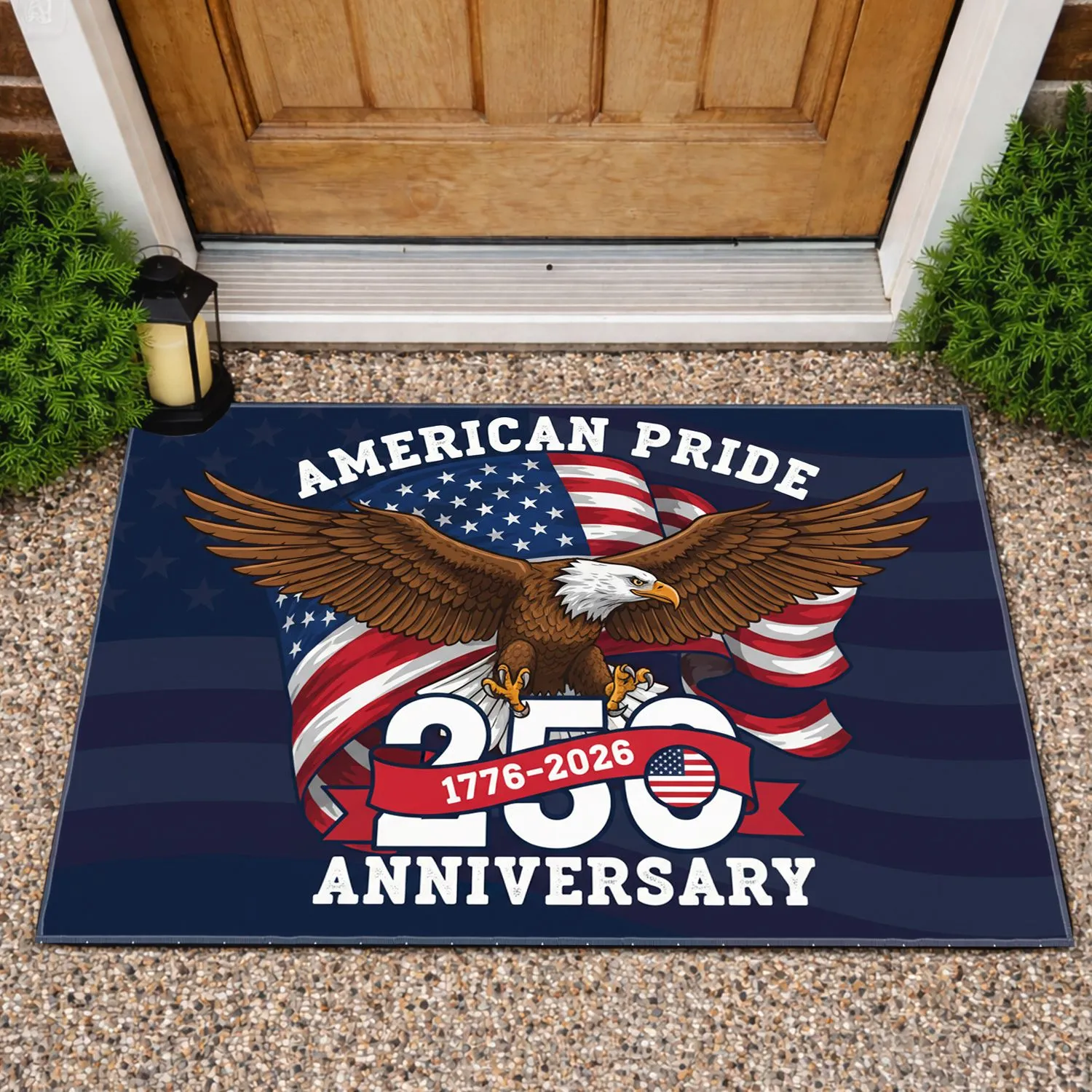 Bald Eagle American Flag 1776-2026 - USA 250th Anniversary Independence Day Gift for Veterans Doormat - 1