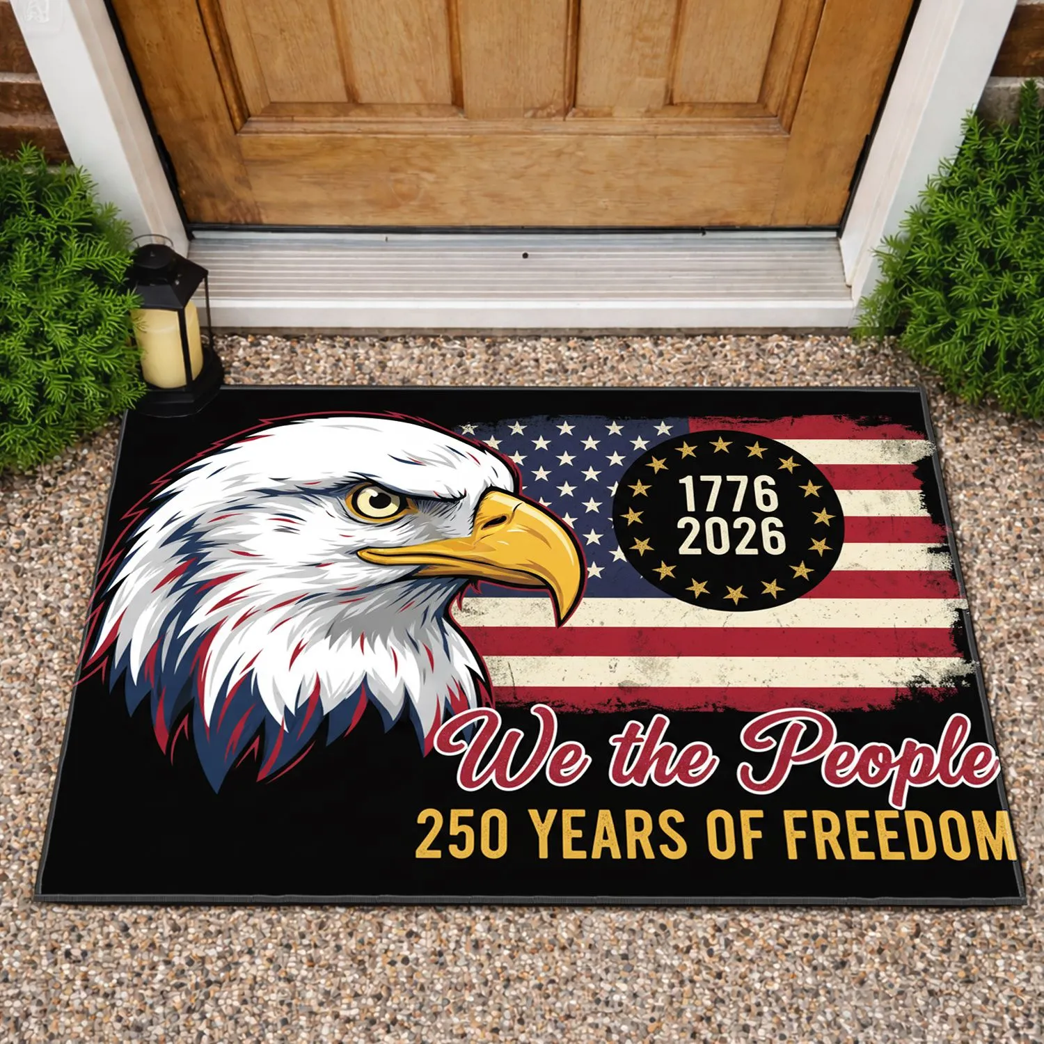 Bald Eagle American Flag 1776-2026 - We the People USA 250th Anniversary Gift for Dad Doormat - 1