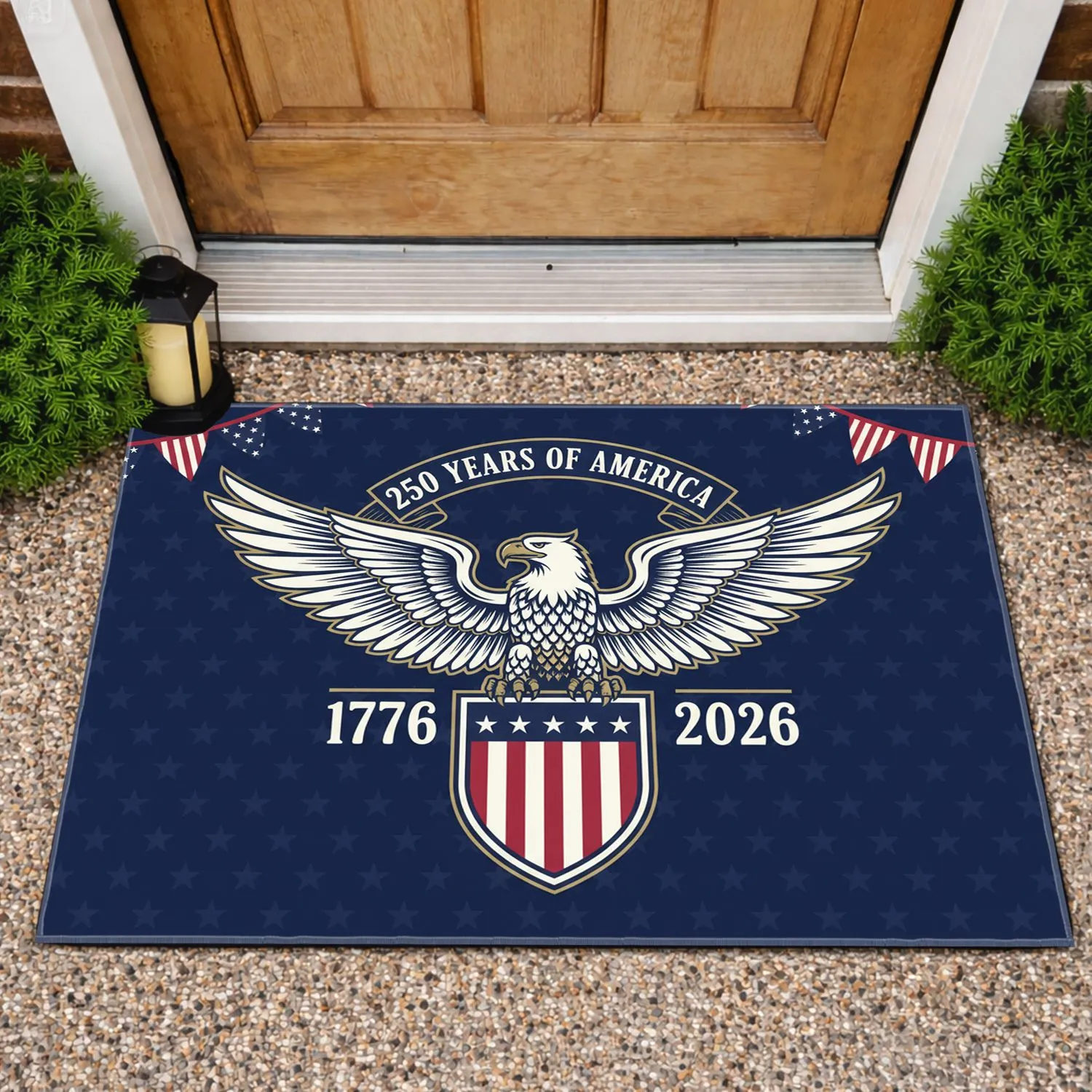 Bald Eagle American Flag 1776-2026 - USA 250th Anniversary Independence Day Veteran Doormat - 1
