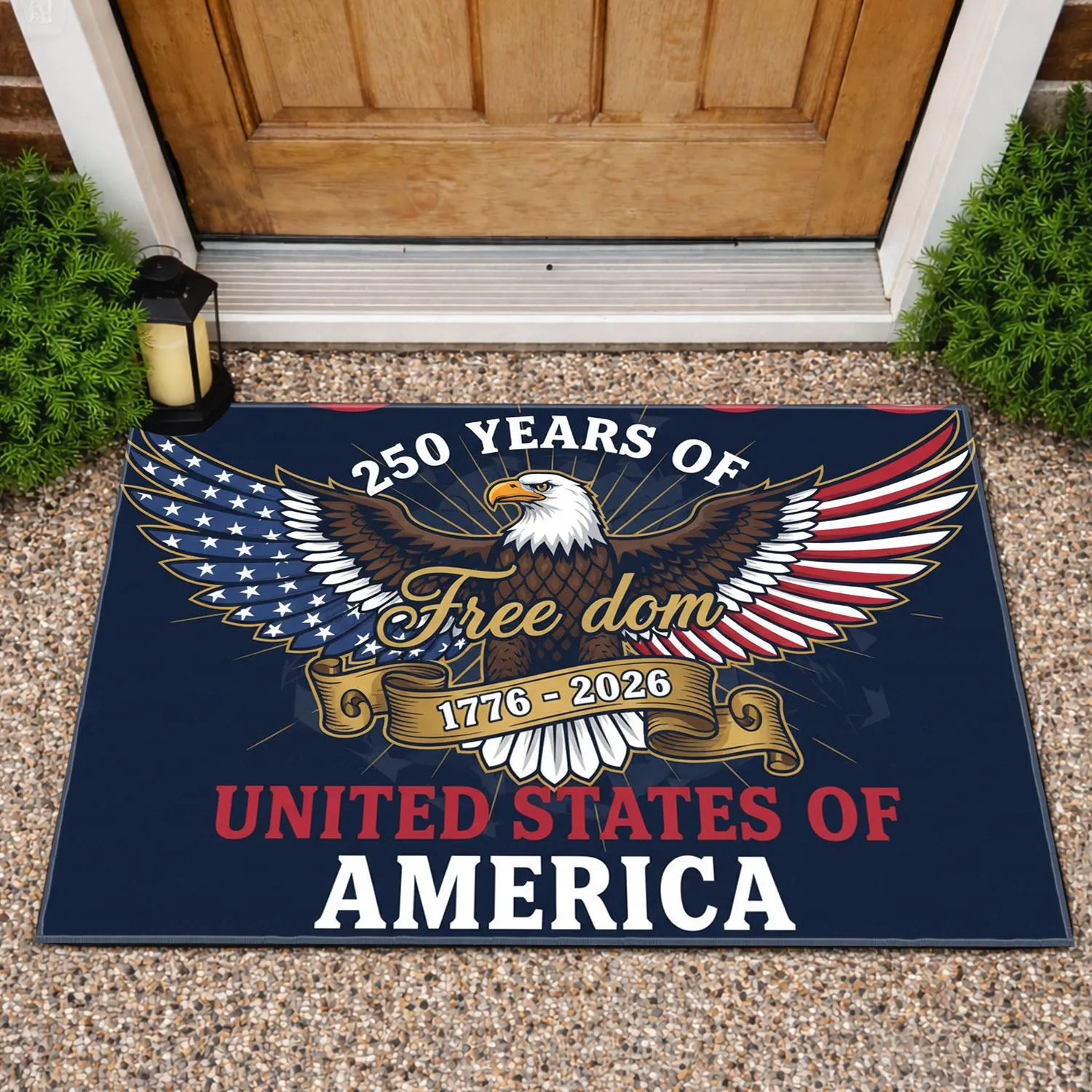 Bald Eagle American Flag 1776-2026 - USA 250th Anniversary Independence Day for Veterans Doormat - 1