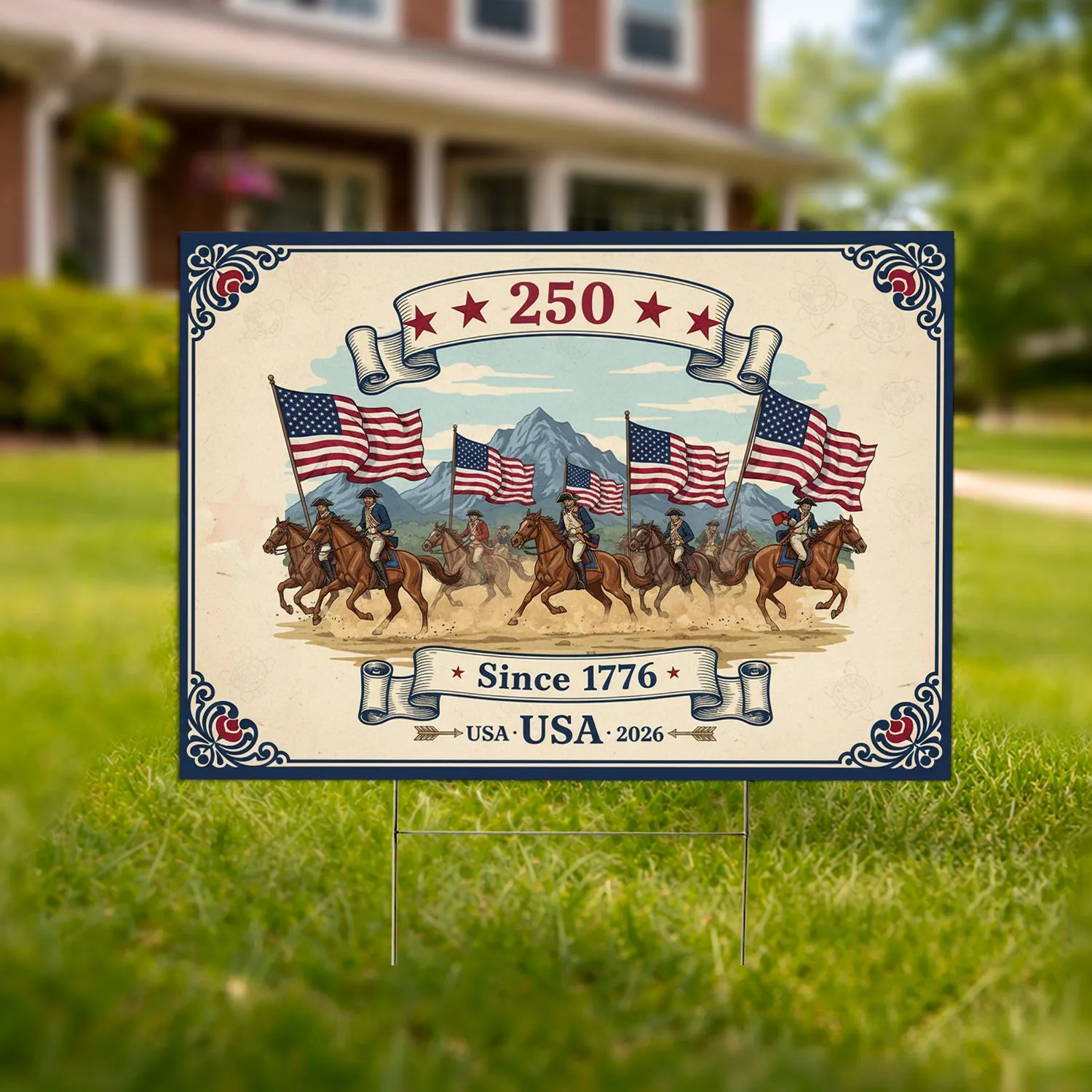 Patriot Riders American Flag 1776-2026 - USA 250th Anniversary Commemoration Yard Sign - 1