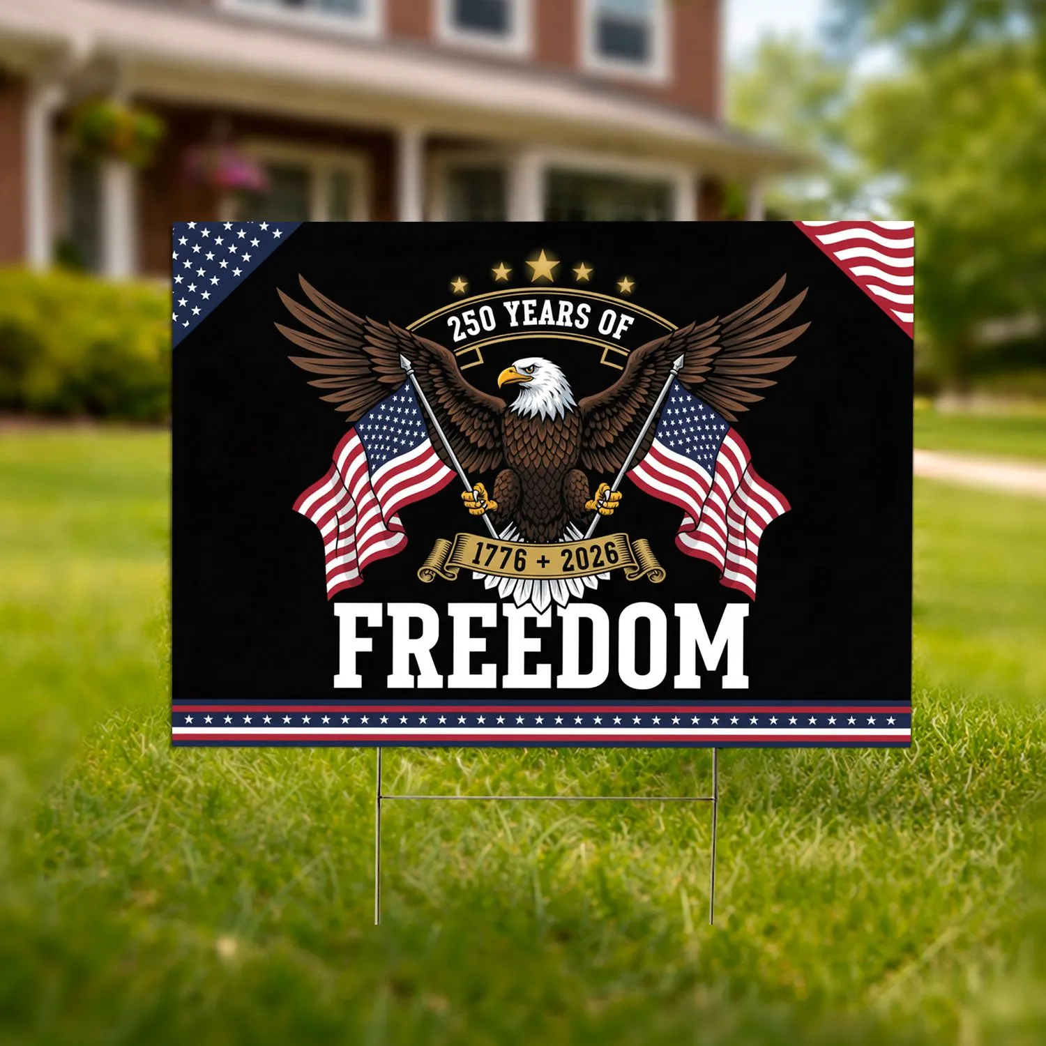 Bald Eagle American Flag 1776-2026 - USA 250th Anniversary Independence Day Gift for Dad Yard Sign - 1