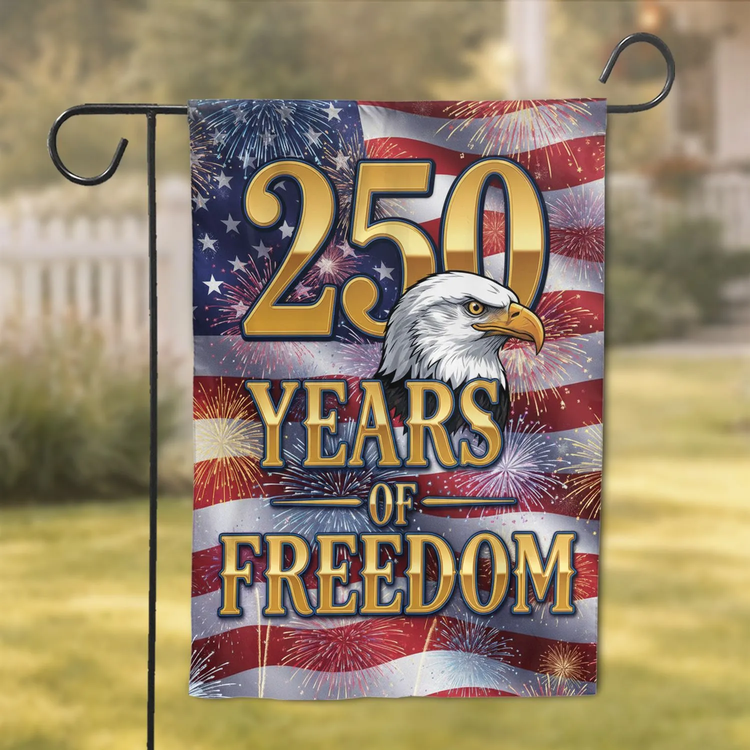 Bald Eagle American Flag 250 Years of Freedom - USA Independence Day Gift for Veterans Garden Flag - 1