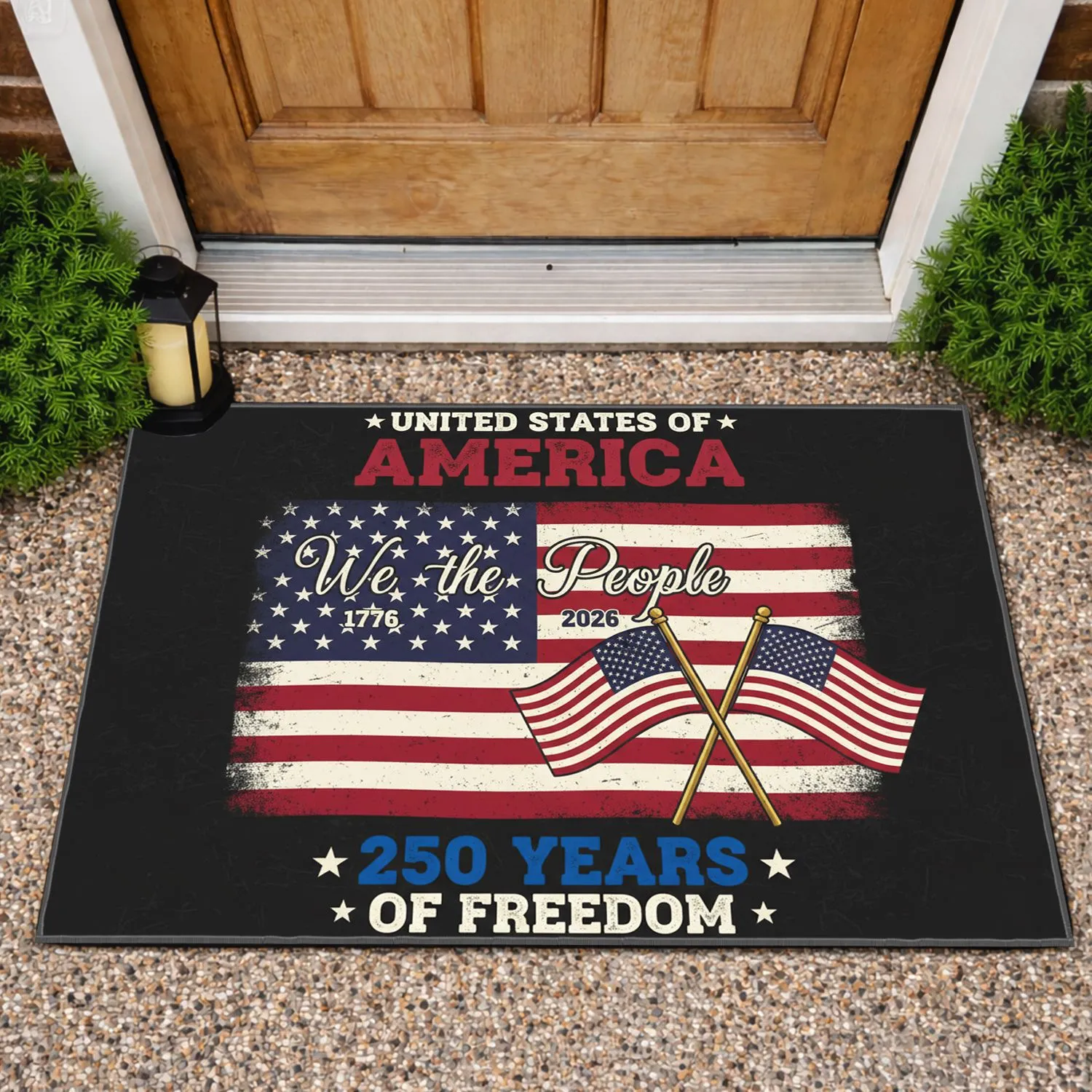 We The People Distressed Flag 1776-2026 - USA 250th Anniversary Patriotic Gift for Veterans Doormat - 1
