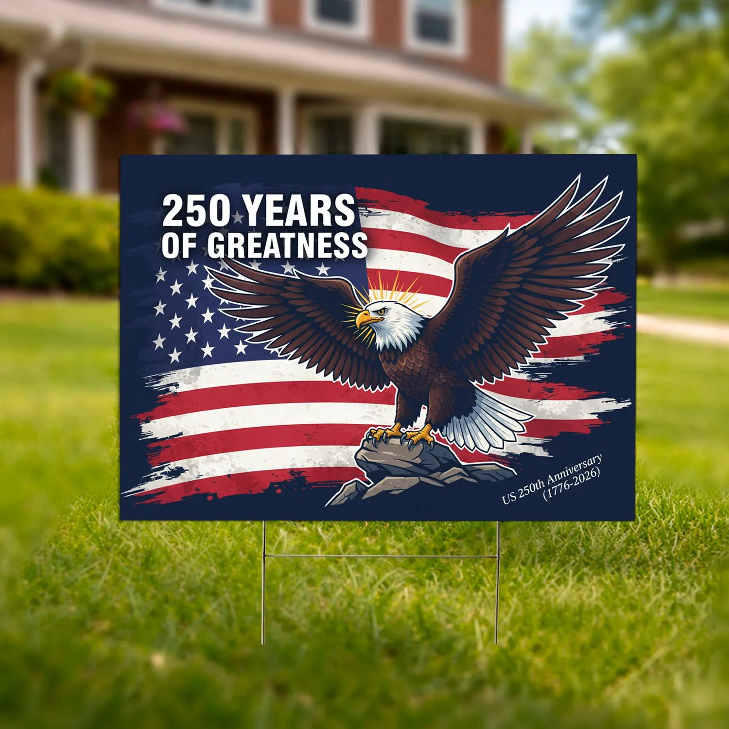Bald Eagle American Flag 250th Anniversary 1776-2026 - USA Freedom Celebration Yard Sign - 1
