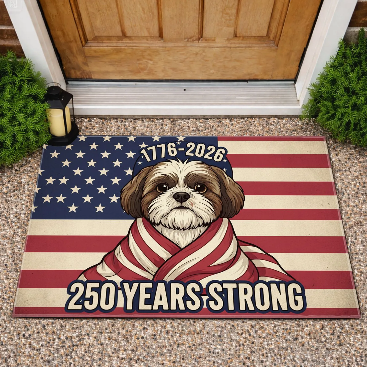 Shih Tzu American Flag Dog 1776-2026 - USA 250th Anniversary Independence Day Doormat - 1