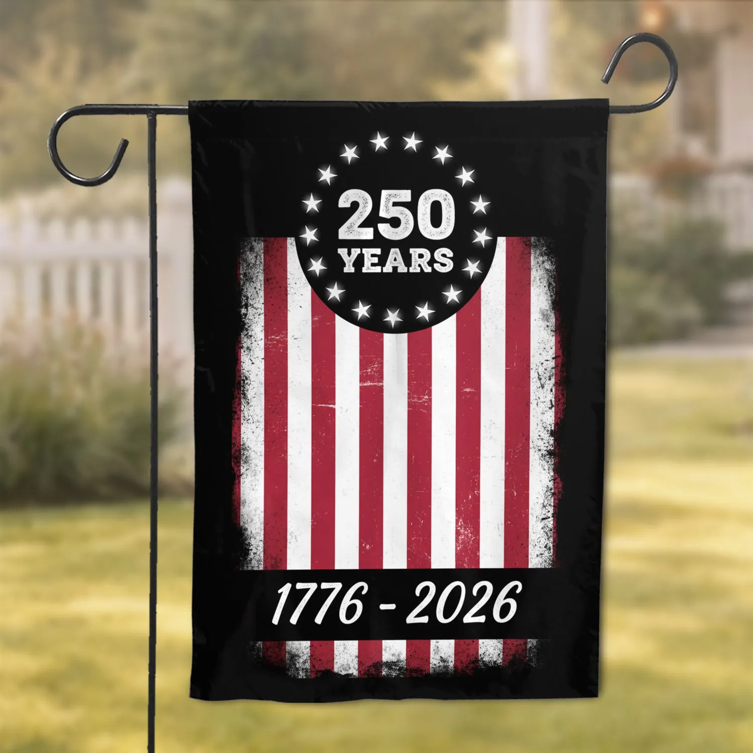 Distressed American Flag 1776-2026 - USA 250th Anniversary Patriotic Celebration Garden Flag - 1