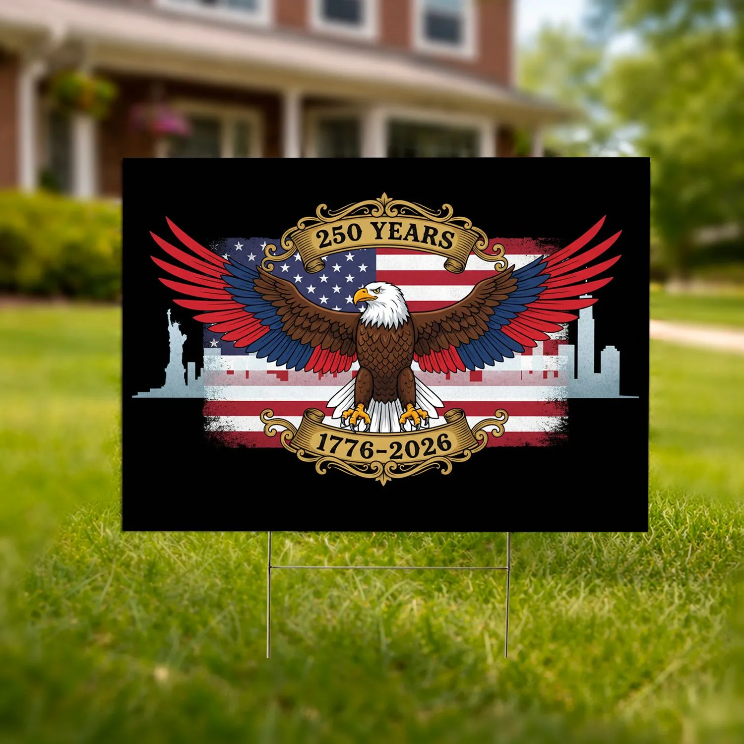 Bald Eagle American Flag 1776-2026 - USA 250th Anniversary Patriotic Gift for Veterans Yard Sign - 1