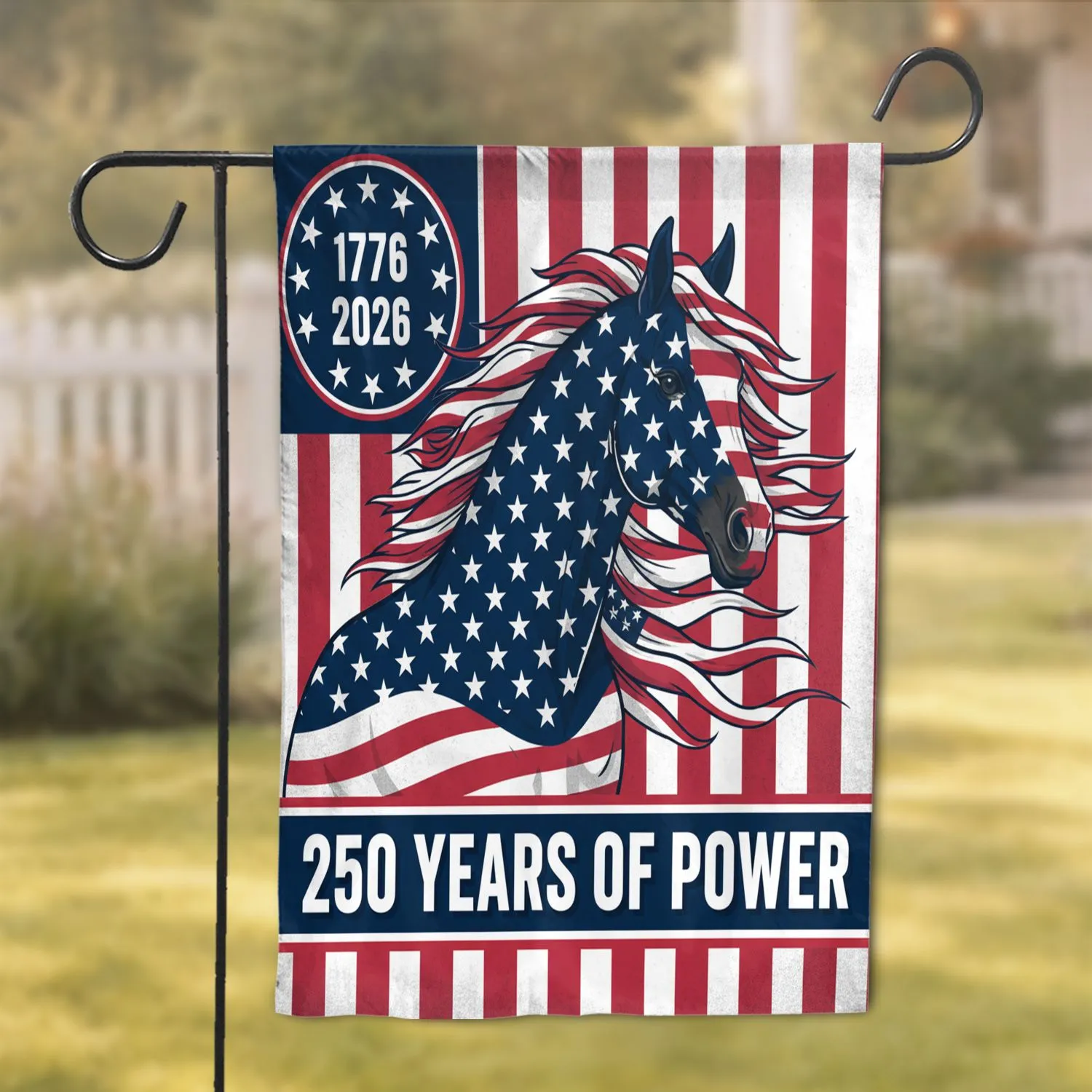 Horse Stripes Stars 1776-2026 - 250th Anniversary Independence Day Power Garden Flag - 1