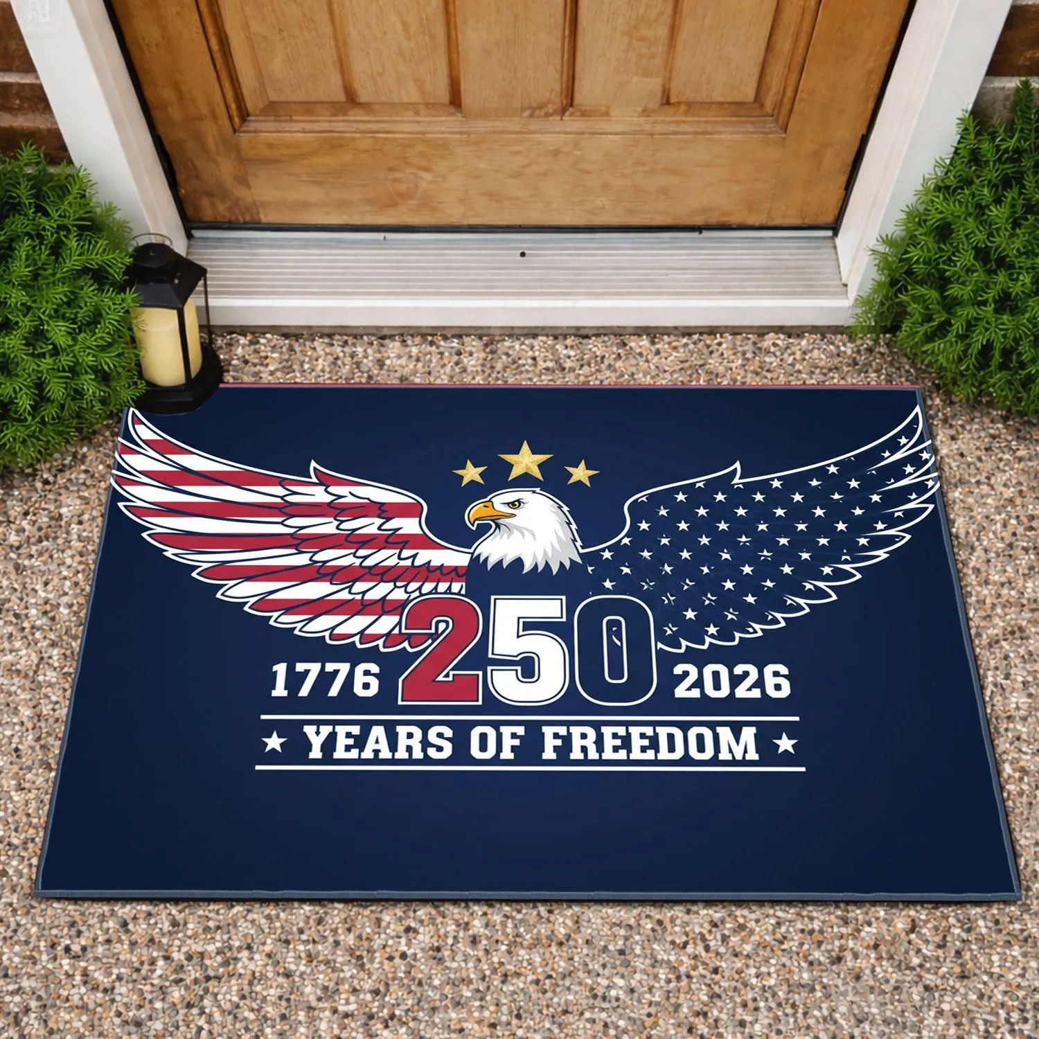 Bald Eagle American Flag 1776-2026 Patriotic - USA 250th Anniversary Independence Day Doormat - 1