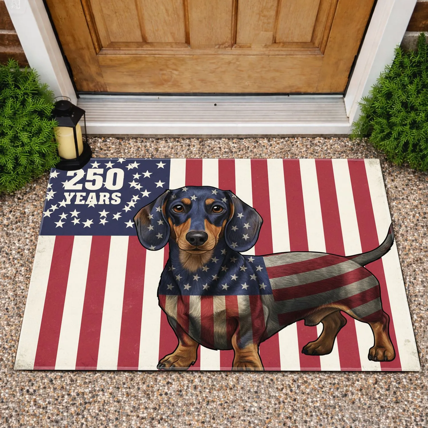 Dachshund American Flag Dog 250th Anniversary - USA Independence Day Patriotic Art Doormat - 1