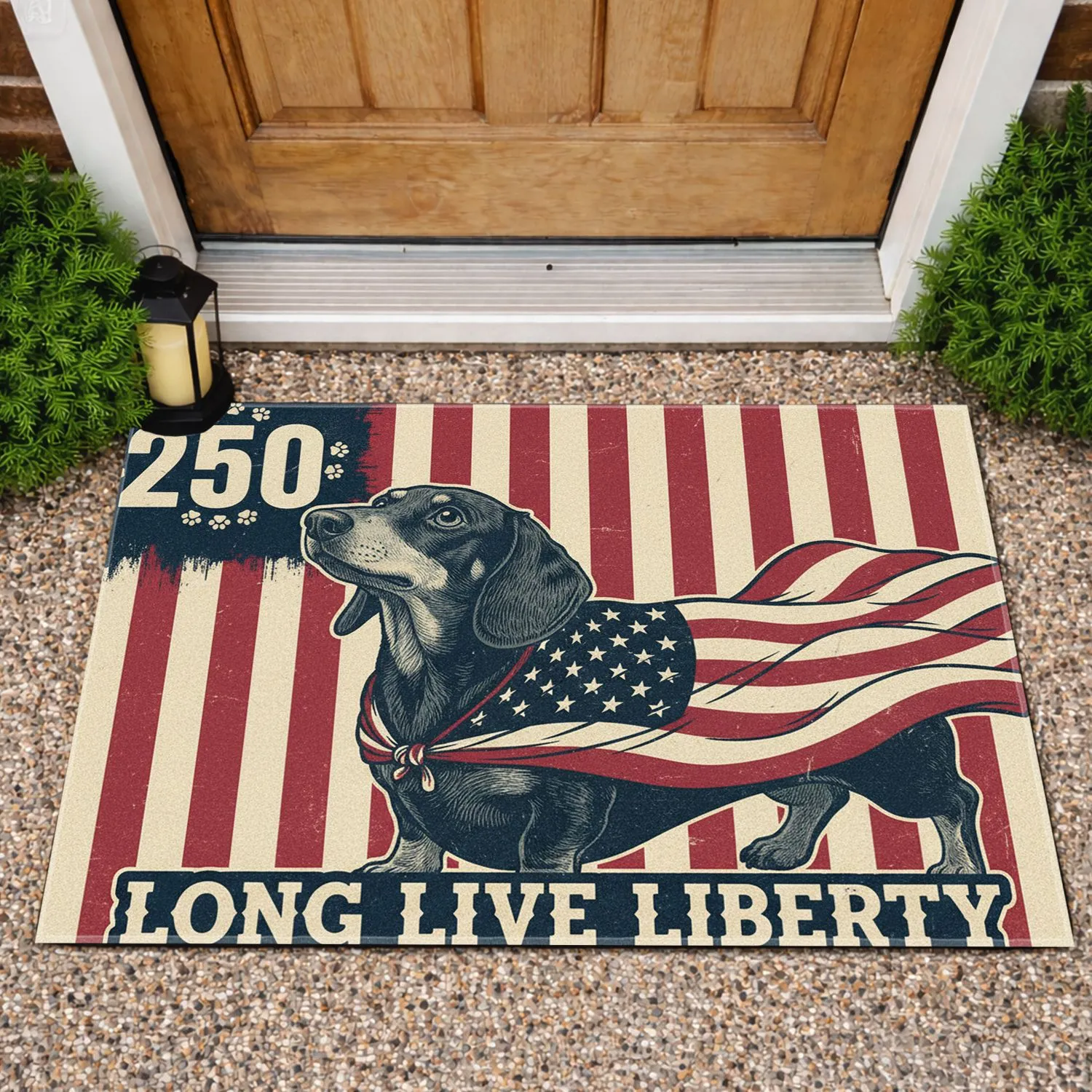 Dachshund American Flag 250th Anniversary 1776-2026 - Long Live Liberty Doormat - 1