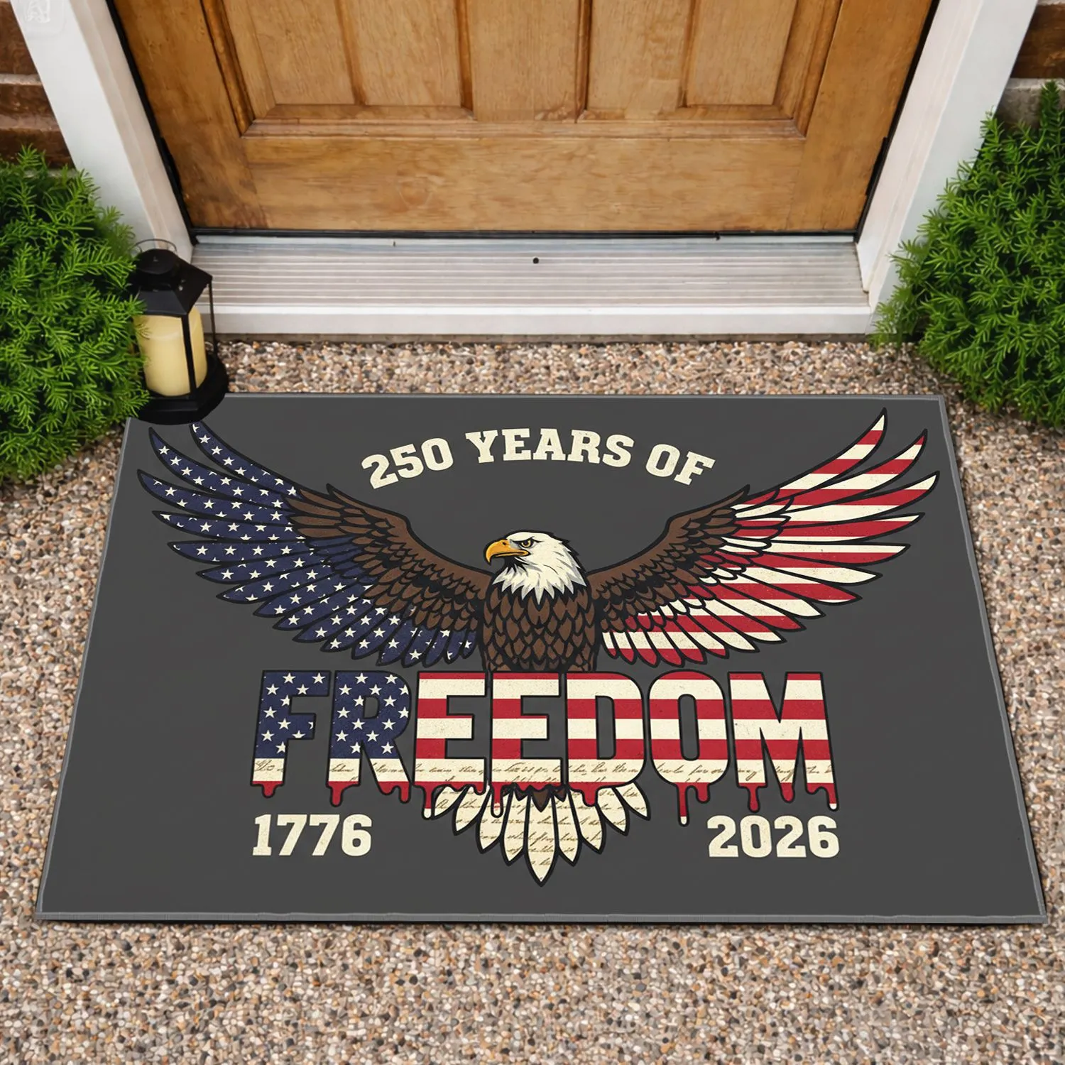 Bald Eagle American Flag 1776-2026 - USA 250th Anniversary Independence Day for Veterans Doormat - 1