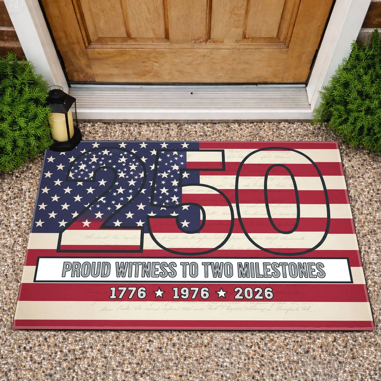 American Flag 250 - 1776-2026 Milestones - USA 250th Anniversary Tribute Doormat - 1