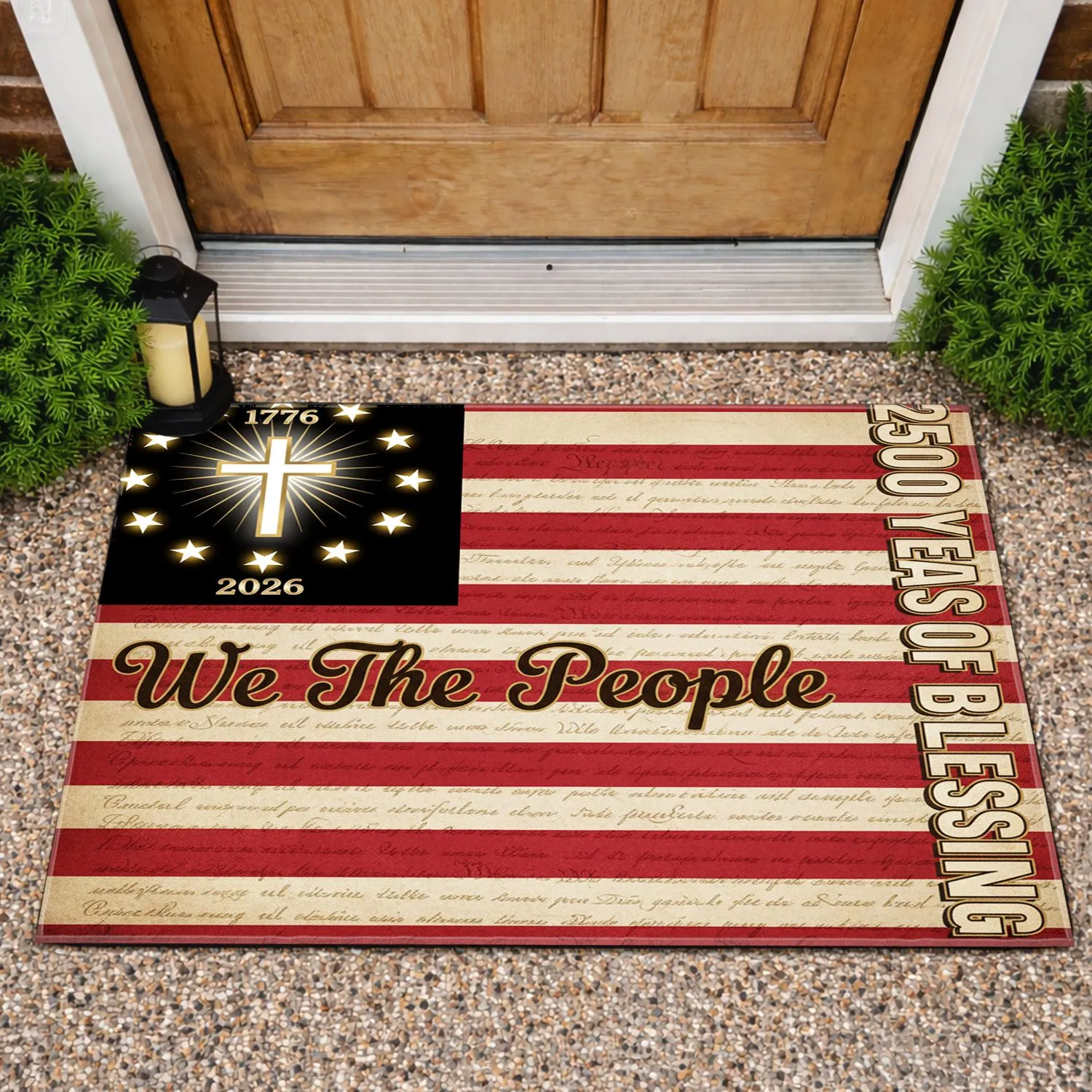 We The People American Flag 1776-2026 - USA 250th Anniversary of Blessing Design Doormat - 1