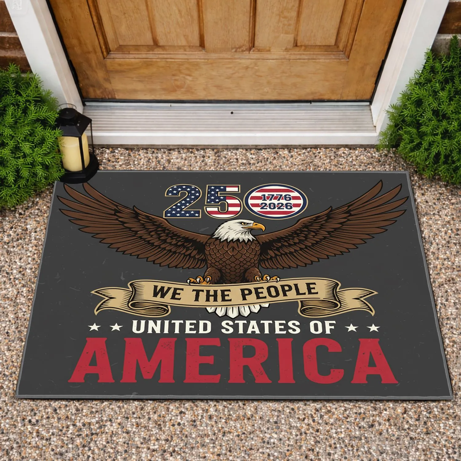 Bald Eagle American Flag 1776-2026 - USA 250th Anniversary Independence Day Gift for Fathers Doormat - 1