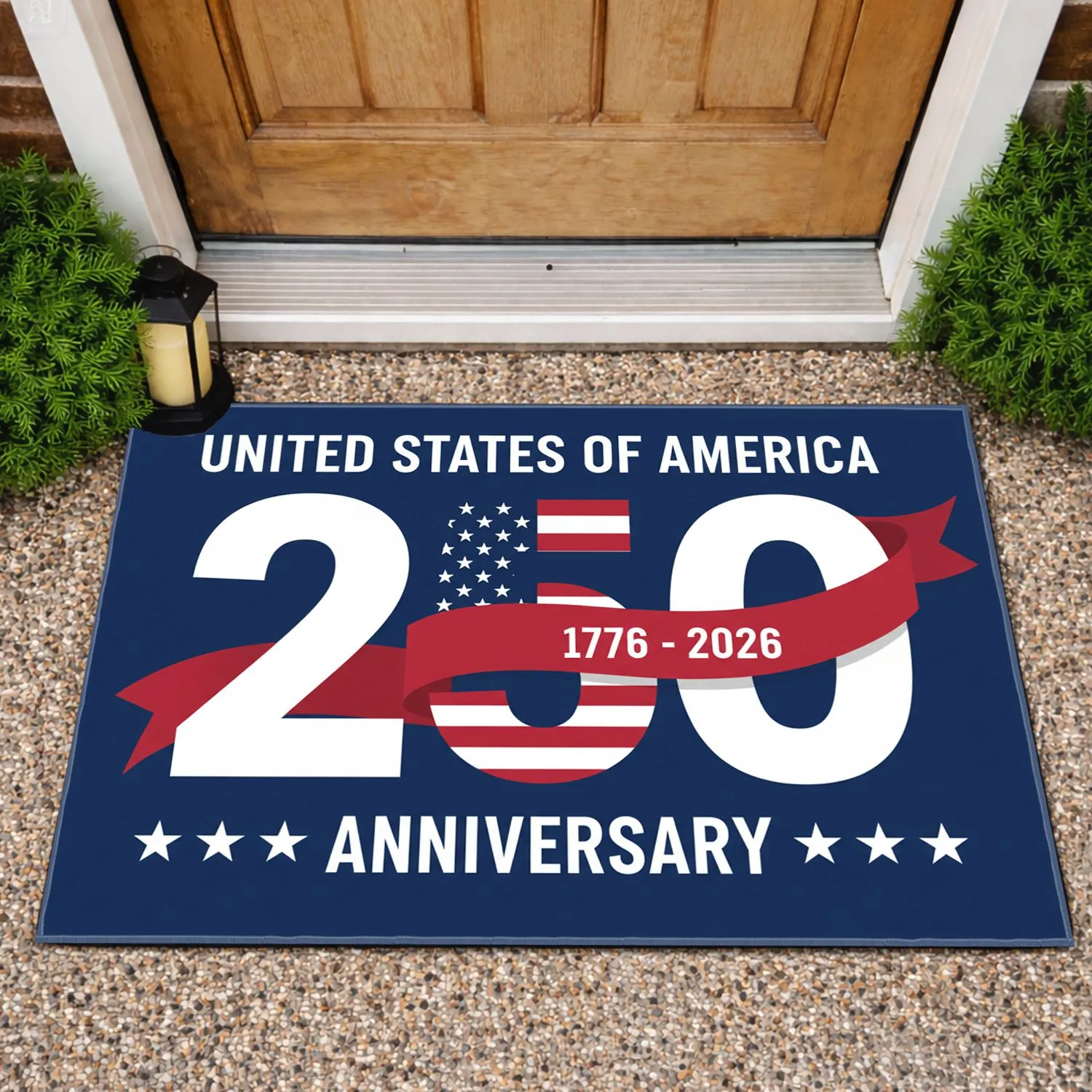 250th Anniversary 1776-2026 American Flag - United States of America Patriotic Art Doormat - 1