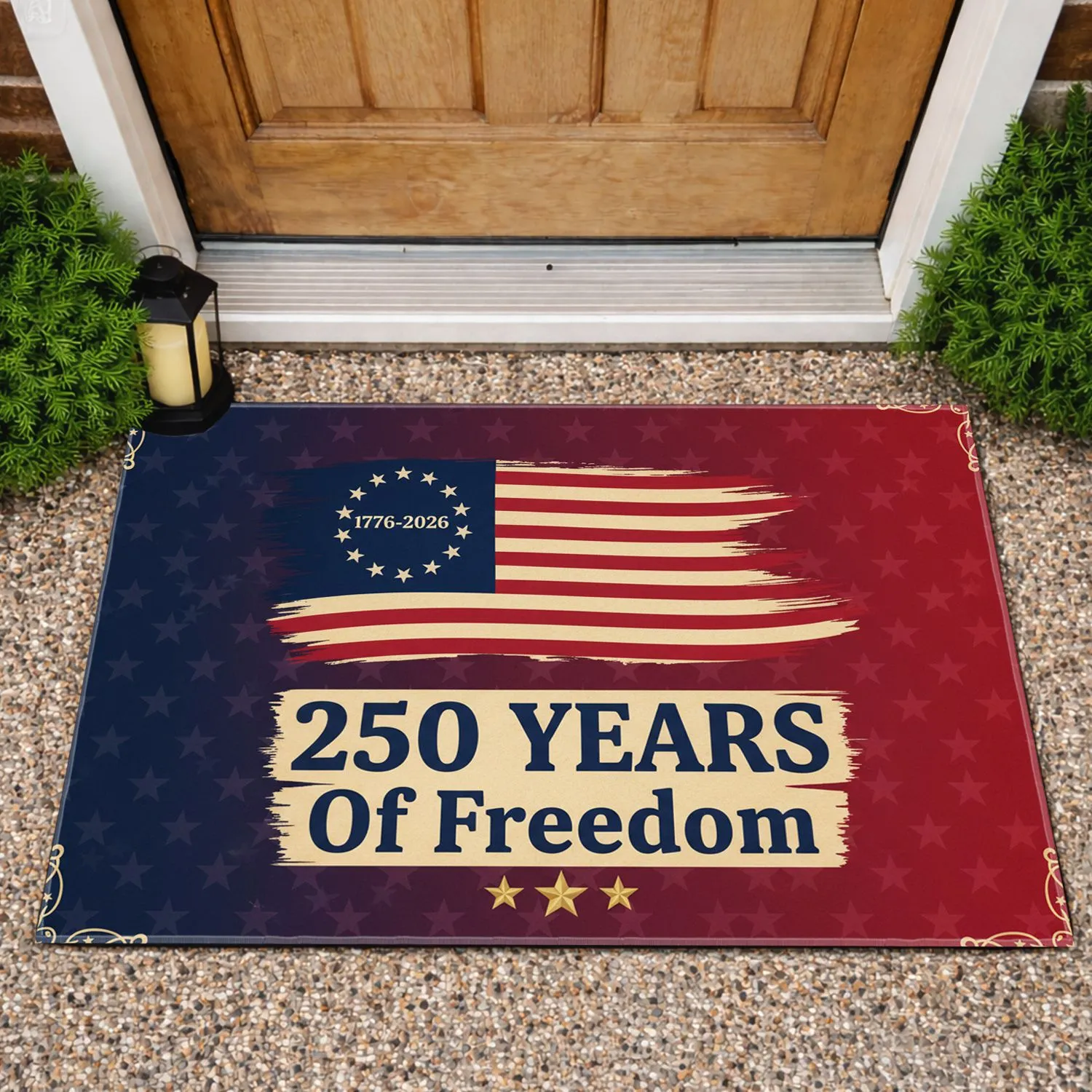 Betsy Ross Flag 1776-2026 - USA 250 Years Of Freedom Patriotic Anniversary Doormat - 1