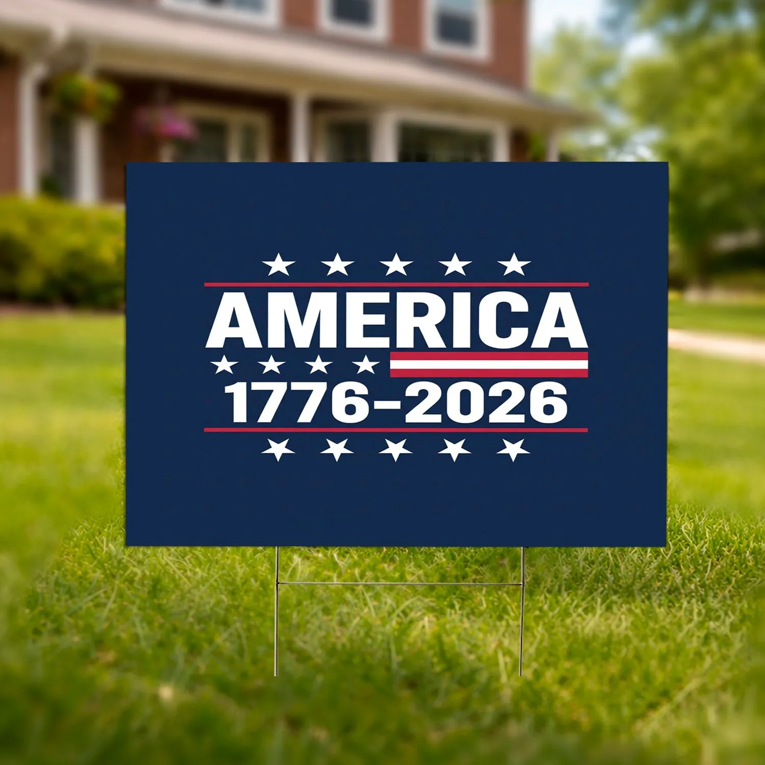 Patriotic AMERICA 1776-2026 Stars Stripes Flag - USA 250th Anniversary Independence Day Yard Sign - 1
