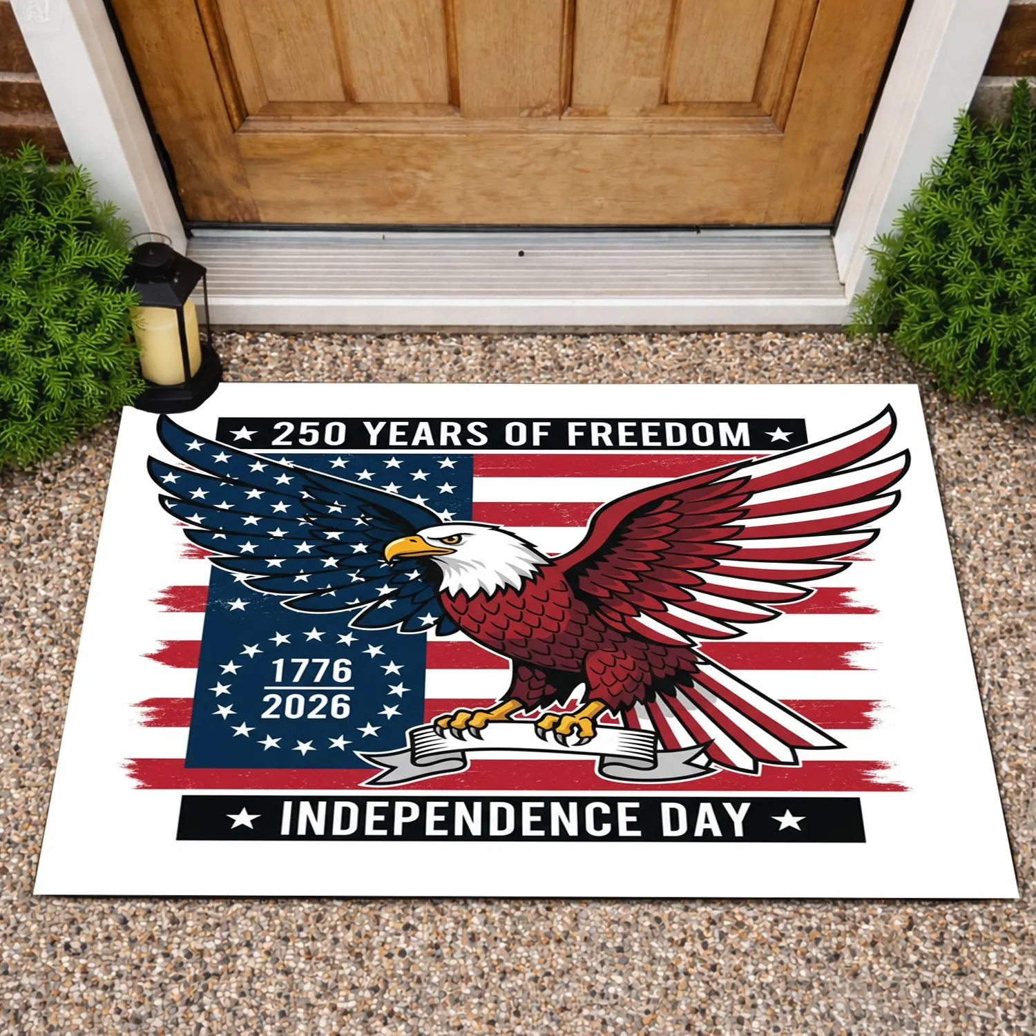 Bald Eagle American Flag 1776-2026 - USA 250th Anniversary Independence Day Freedom Doormat - 1
