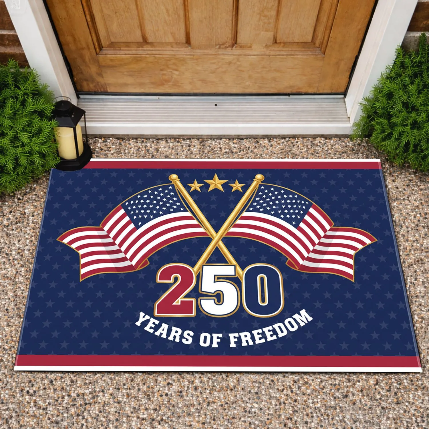 Crossed American Flags Betsy Ross 1776-2026 - USA 250th Anniversary Patriotic Design Doormat - 1
