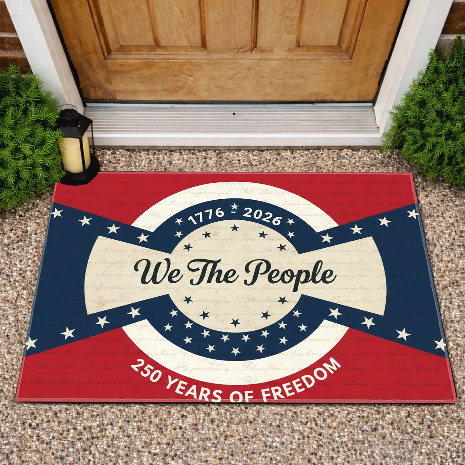 We The People 1776-2026 Patriotic Arcs Stars - USA 250 Years of Freedom Independence Day Doormat - 1