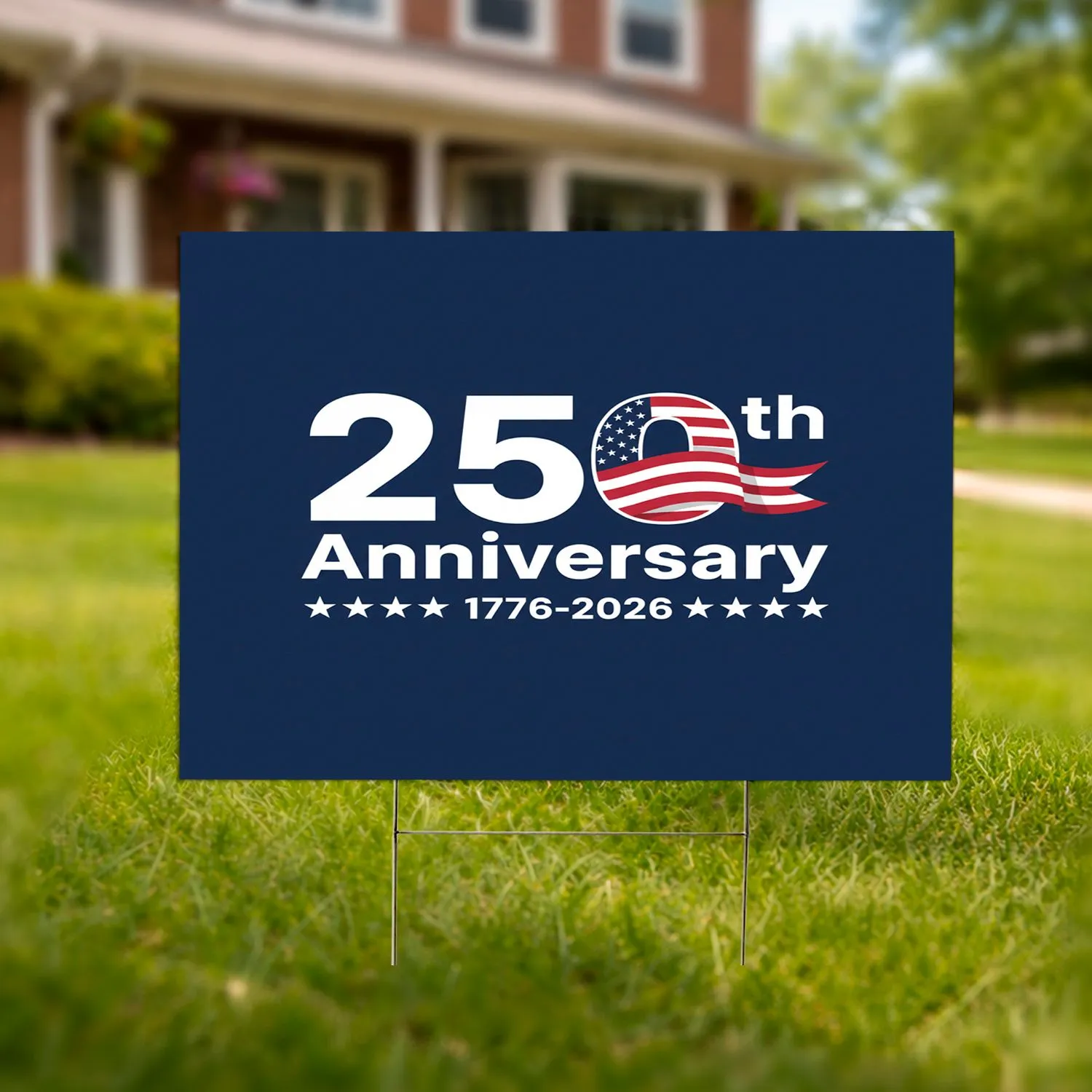 250th Anniversary American Flag Numbers 1776-2026 Patriotic Stars Celebration Yard Sign - 1