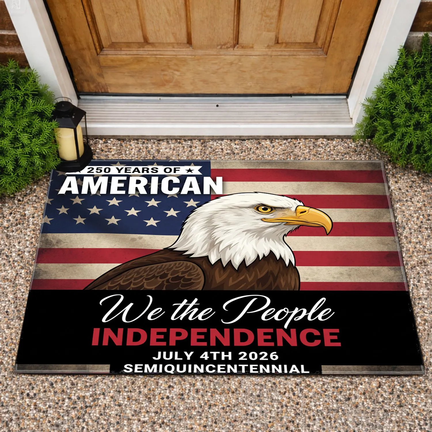 We The People Bald Eagle American Flag 1776-2026 - USA Semiquincentennial Independence Day Doormat - 1