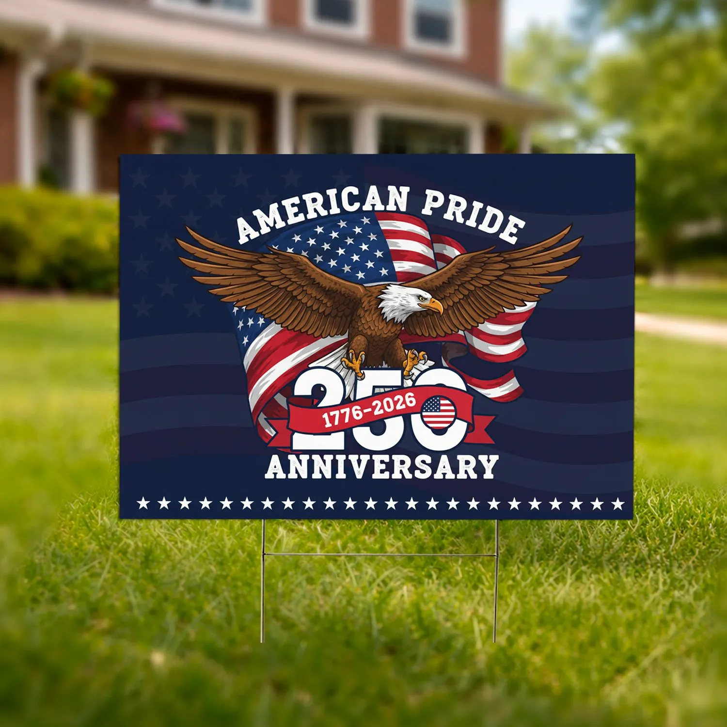 Bald Eagle American Flag 1776-2026 - USA 250th Anniversary Independence Day Gift for Veterans Yard Sign - 1