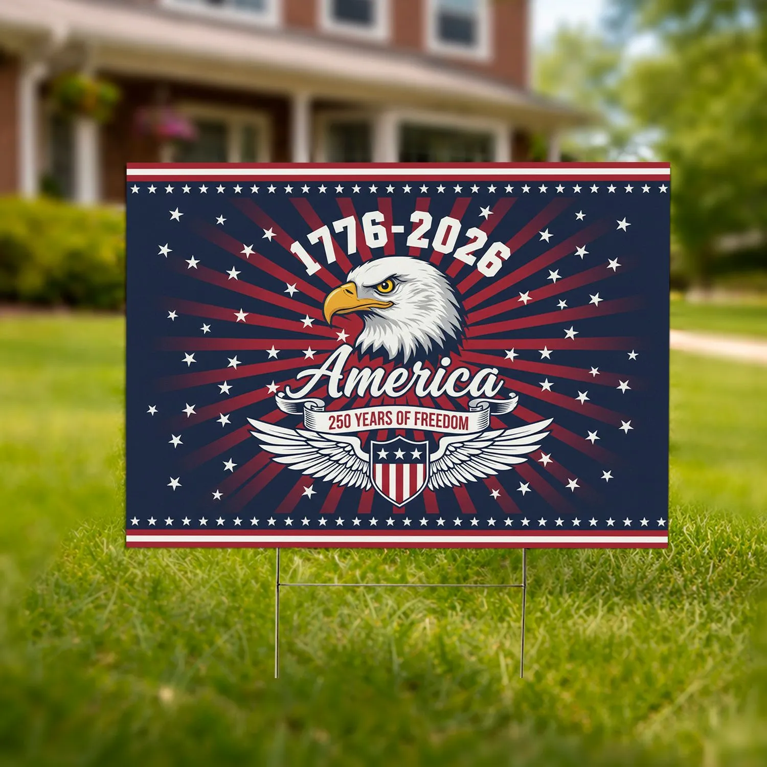 Bald Eagle America 1776-2026 - USA 250th Anniversary Patriotic Freedom Celebration Yard Sign - 1
