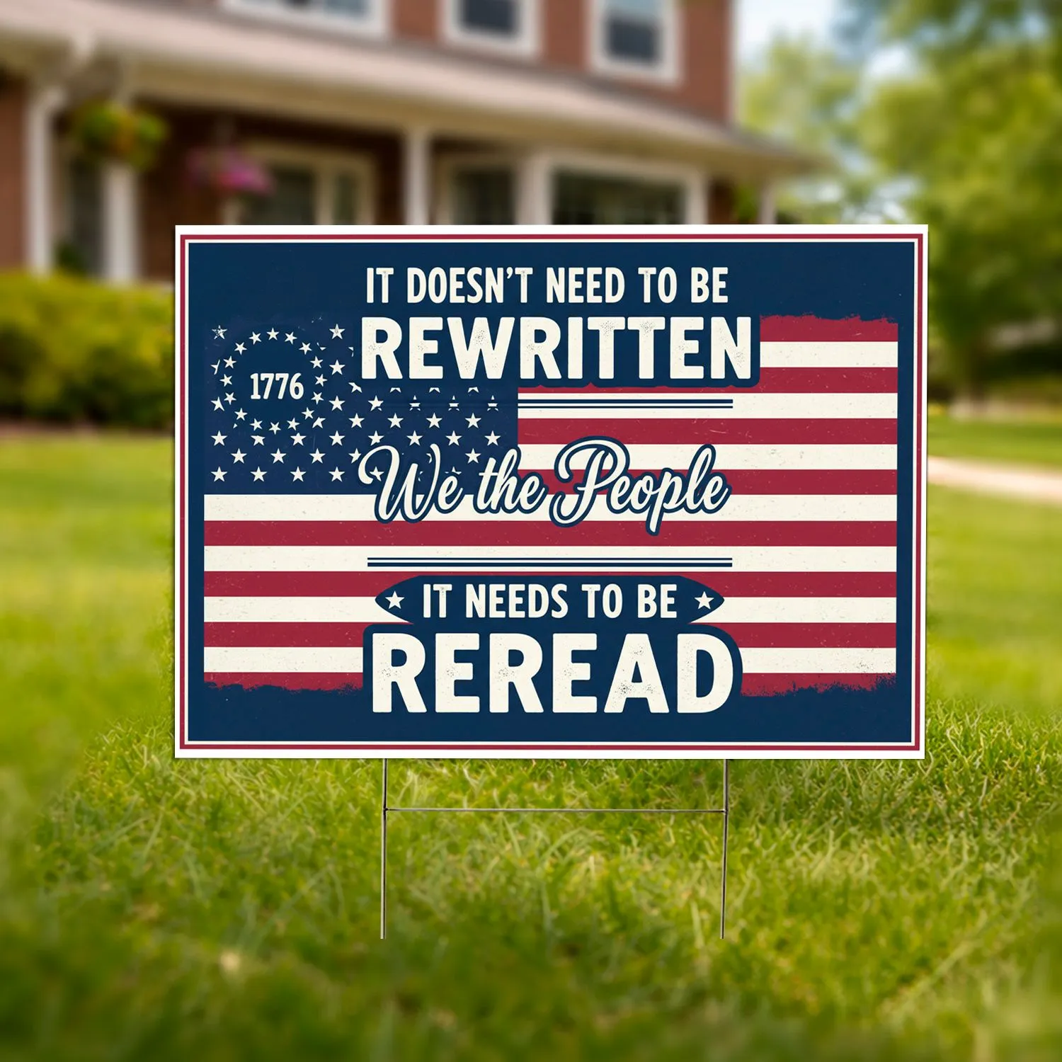 We The People Distressed Flag 1776 - USA 250th Anniversary Patriotic Gift for Veterans Yard Sign - 1