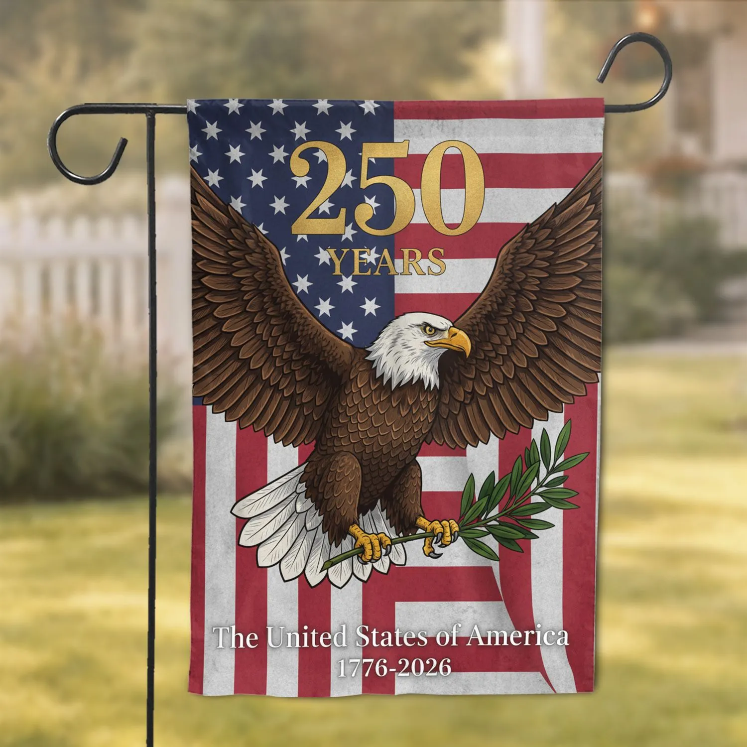 Bald Eagle American Flag 1776-2026 - USA 250th Anniversary National Heritage Garden Flag - 1
