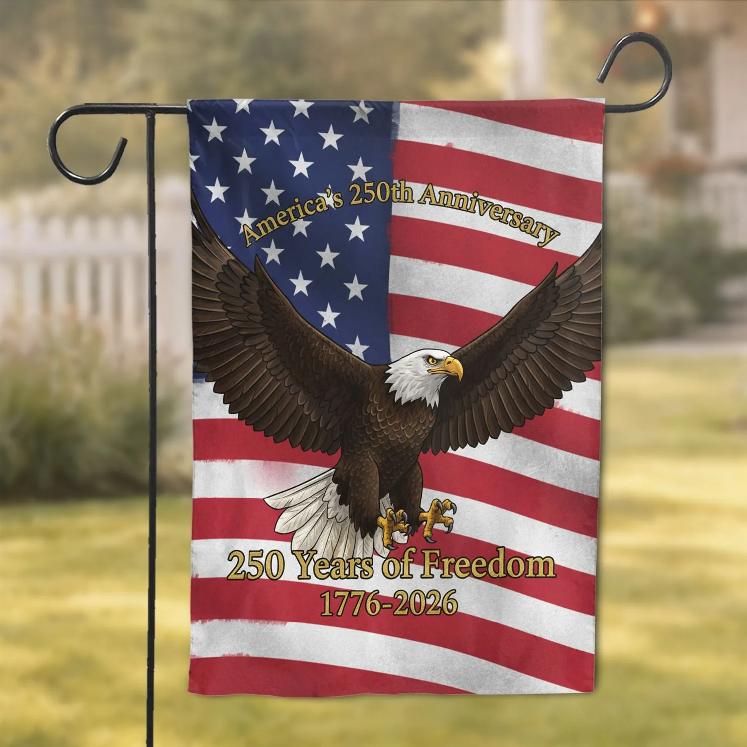 Bald Eagle American Flag 1776-2026 - USA 250 Years of Freedom Anniversary Gift Garden Flag - 1