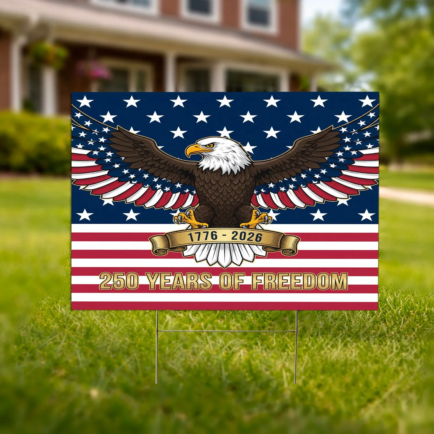 Bald Eagle American Flag 1776-2026 - USA 250th Anniversary Freedom Veterans Gift Yard Sign - 1