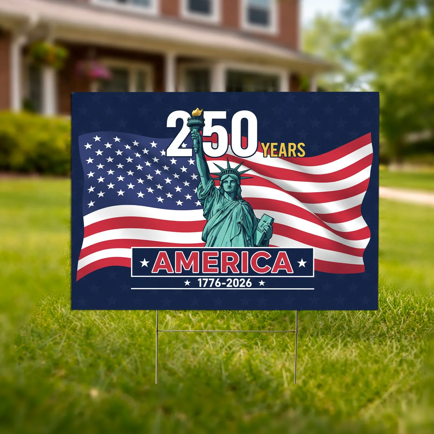 Statue of Liberty American Flag 250 Years - USA 1776-2026 Patriotic Celebration Gift Yard Sign - 1