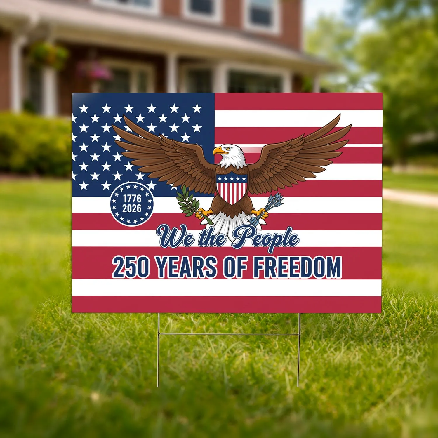 Bald Eagle American Flag 1776-2026 - USA 250 Years of Freedom Anniversary Gift for Dad Yard Sign - 1