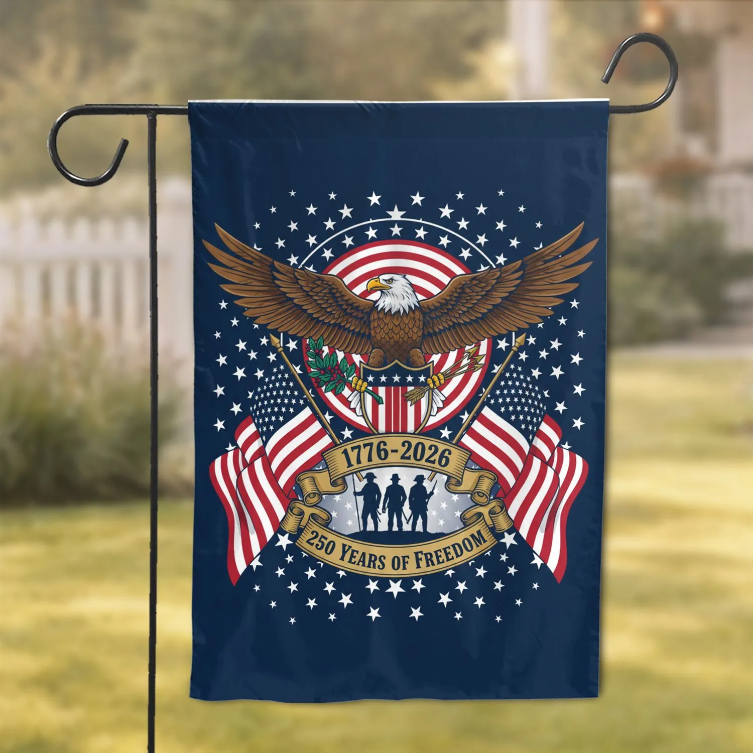 Bald Eagle American Flag Minutemen 1776-2026 - USA 250 Years of Freedom Patriotic Gift Garden Flag - 1
