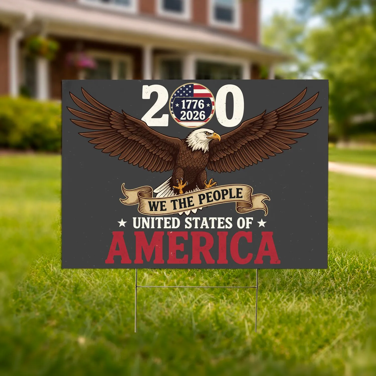Bald Eagle American Flag 1776-2026 - USA 250th Anniversary Independence Day Gift for Fathers Yard Sign - 1