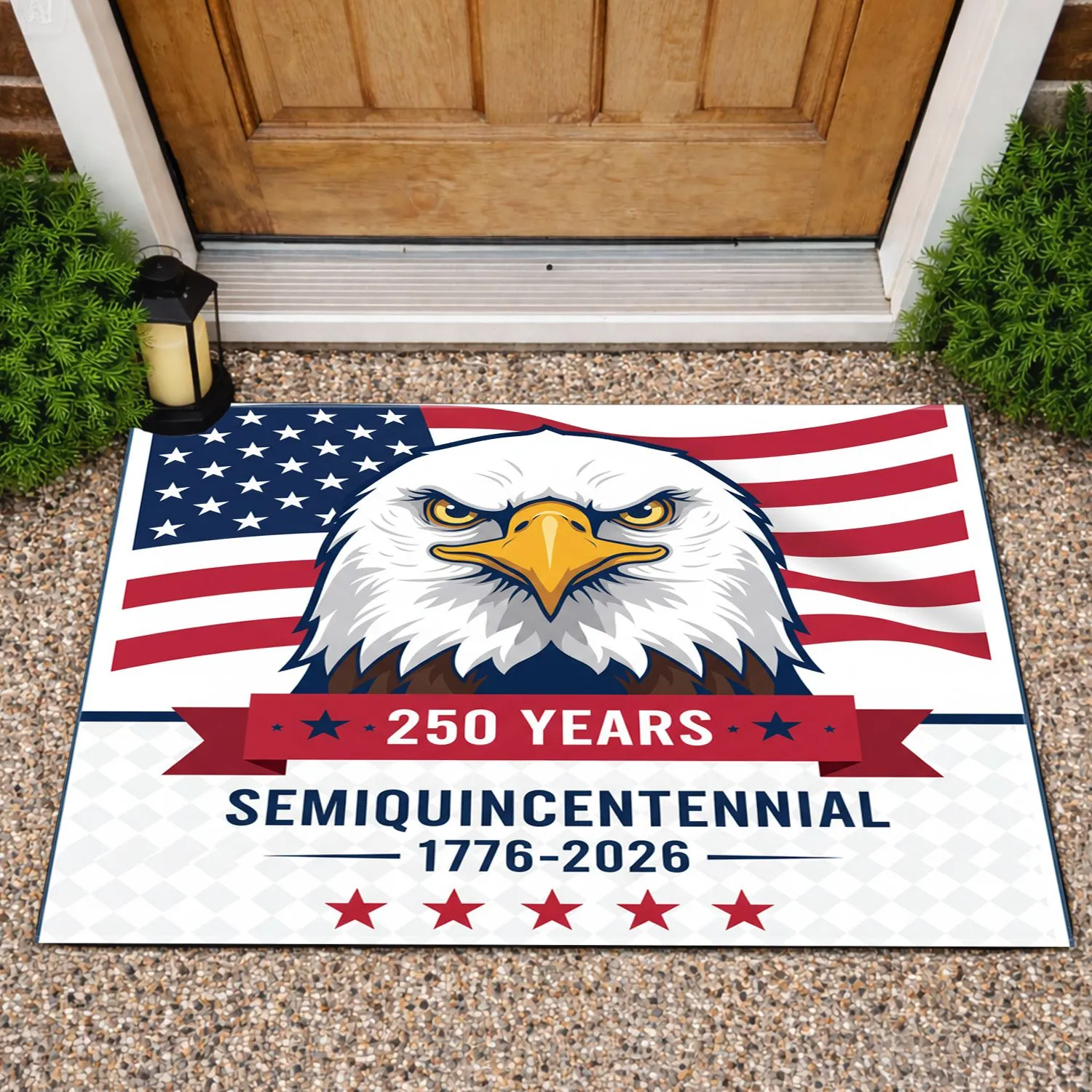 Bald Eagle American Flag 1776-2026 - USA Semiquincentennial Freedom Celebration Doormat - 1