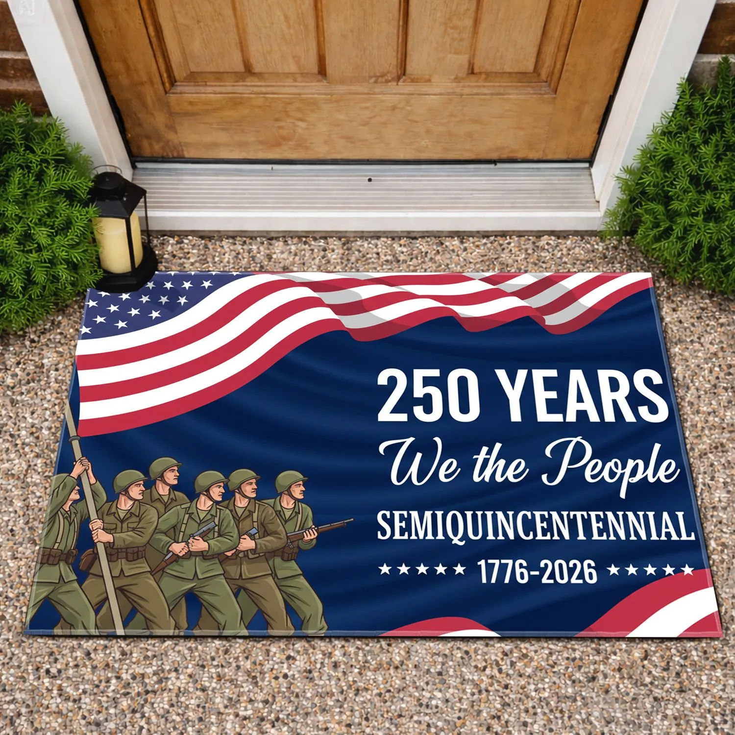 American Soldiers Flag 1776-2026 - USA 250th Anniversary Semiquincentennial Gift for Veterans Doormat - 1