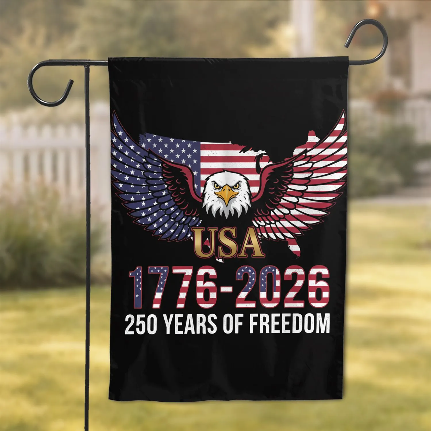 Bald Eagle American Flag 1776-2026 USA Map - 250th Anniversary Freedom Celebration Garden Flag - 1