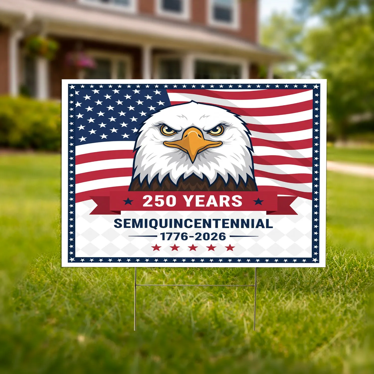 Bald Eagle American Flag 1776-2026 - USA Semiquincentennial Freedom Celebration Yard Sign - 1