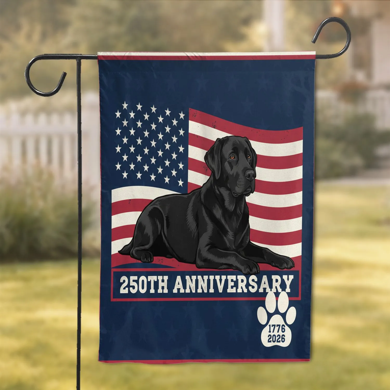 Black Labrador Dog American Flag 1776-2026 - USA 250th Anniversary Independence Day Gift Garden Flag - 1