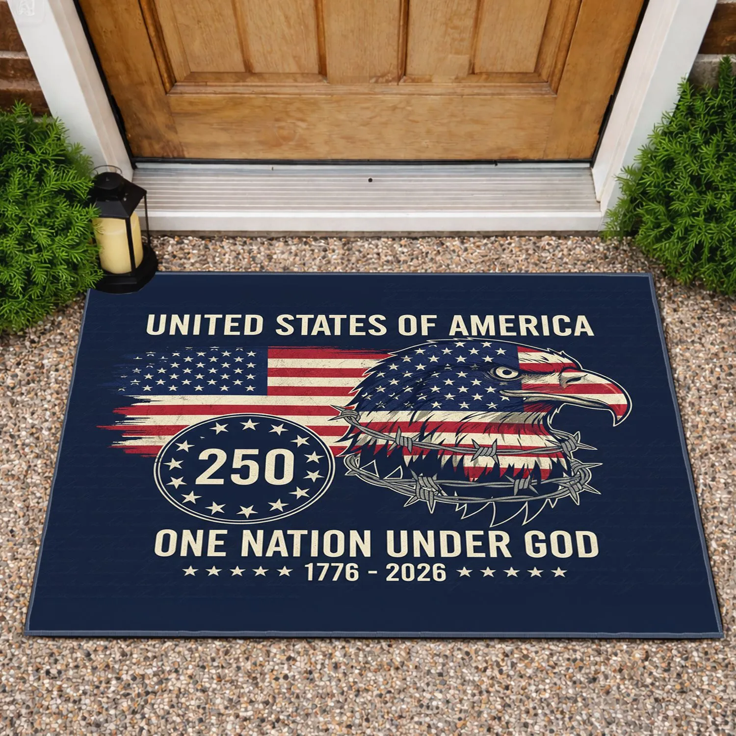 Bald Eagle American Flag 1776-2026 - USA 250th Anniversary Independence Day Veteran Gift Doormat - 1