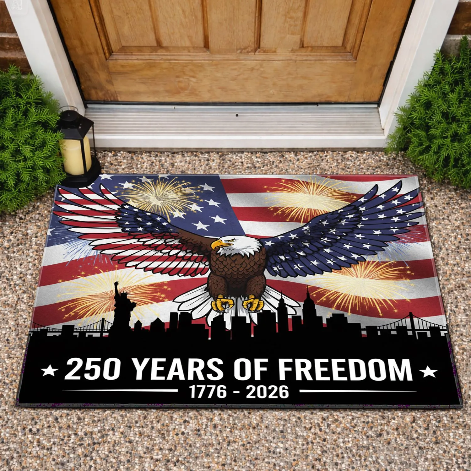 Bald Eagle American Flag 1776-2026 - USA 250th Anniversary Patriotic Tribute Doormat - 1